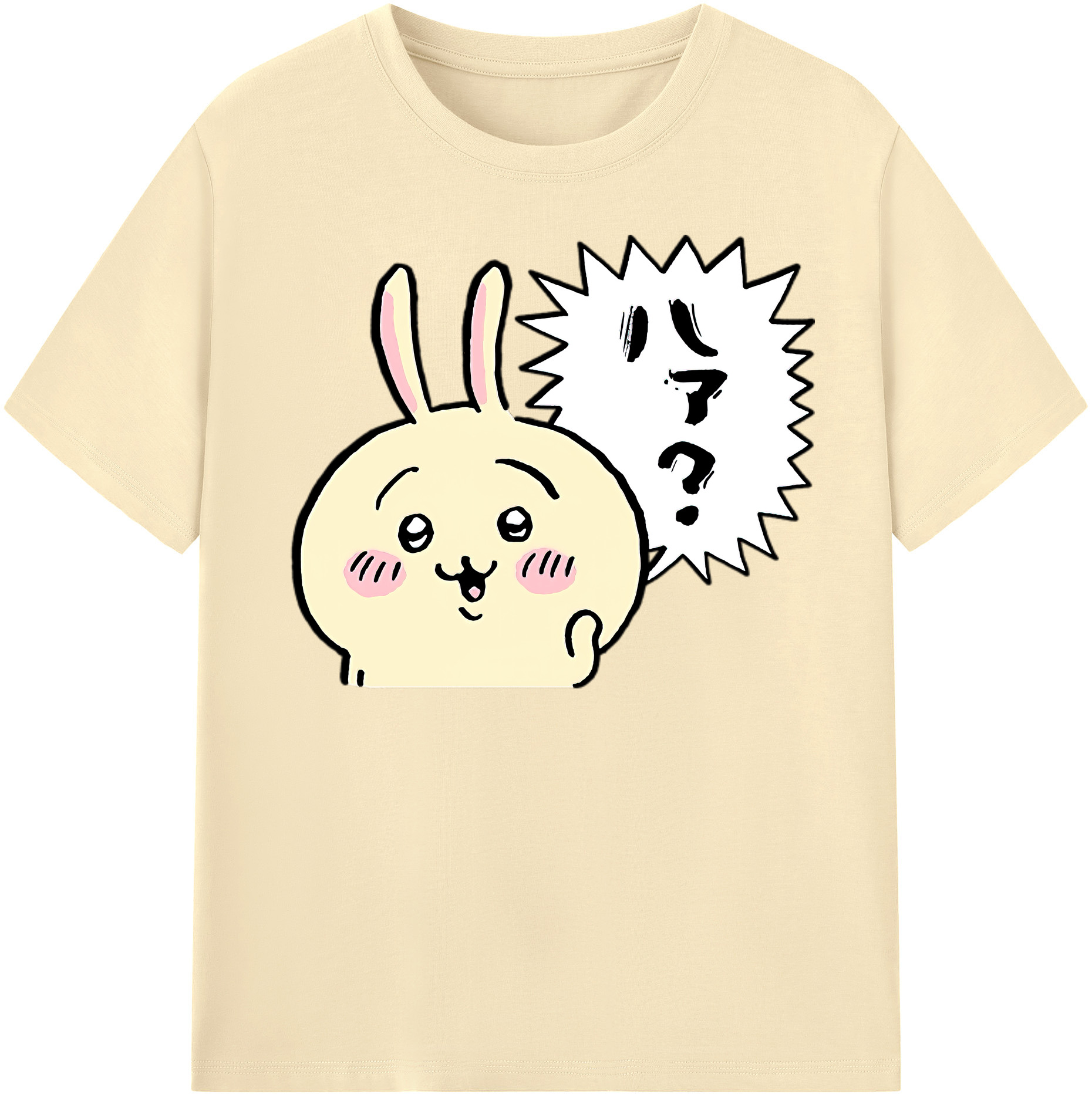 （画像用） ちいかわ うさぎ Chii-kawa usagi 綿100％半袖Tシャツ（フロントプリント）