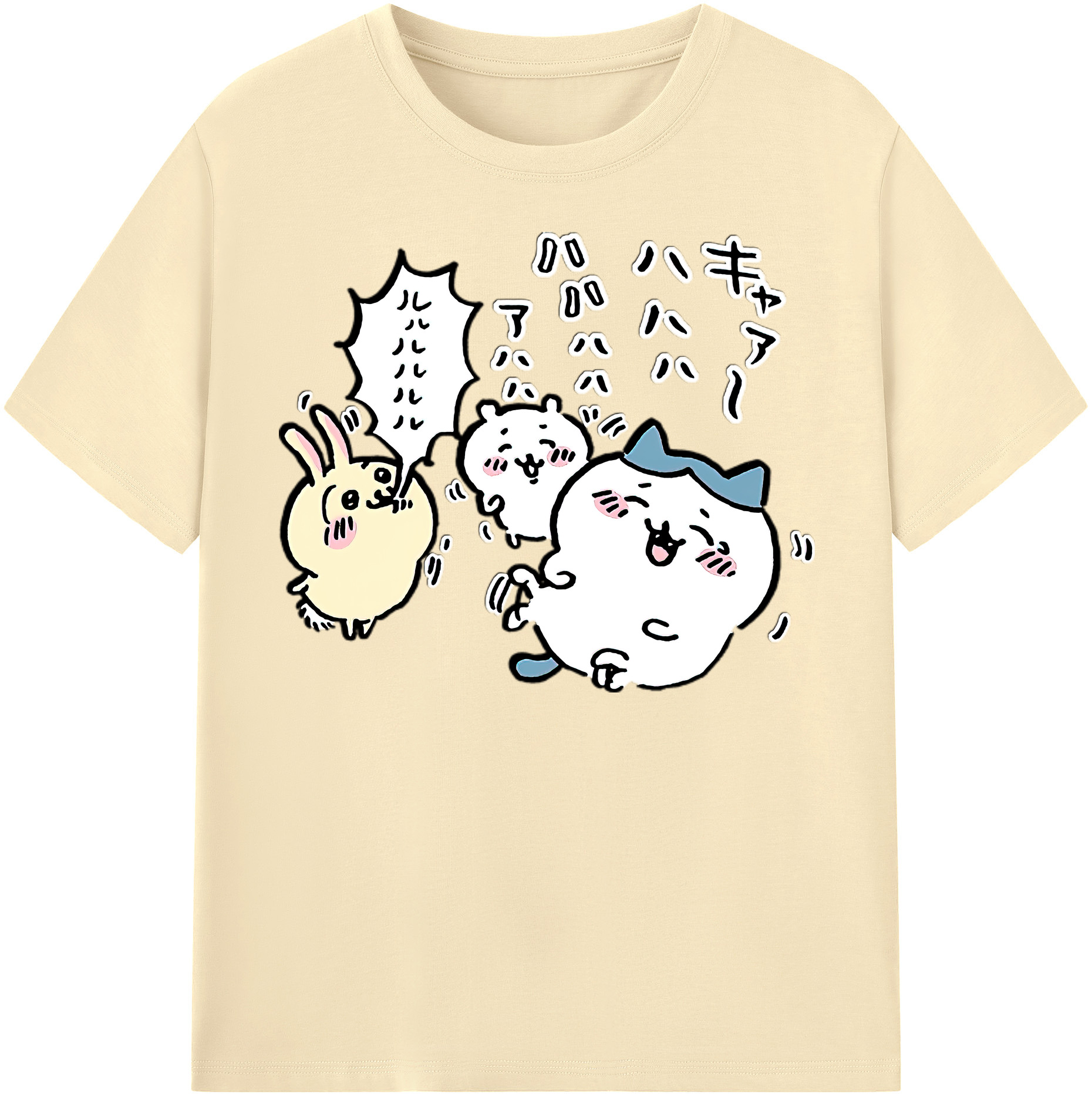 （画像用） ちいかわ うさぎ Chii-kawa usagi 綿100％半袖Tシャツ（フロントプリント）