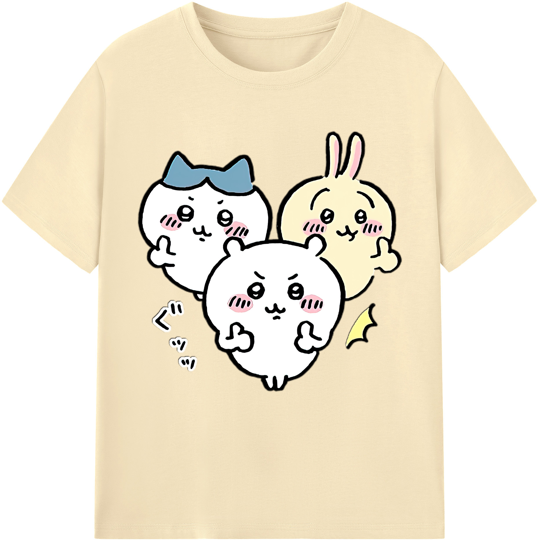 （画像用） ちいかわ うさぎ Chii-kawa usagi 綿100％半袖Tシャツ（フロントプリント）