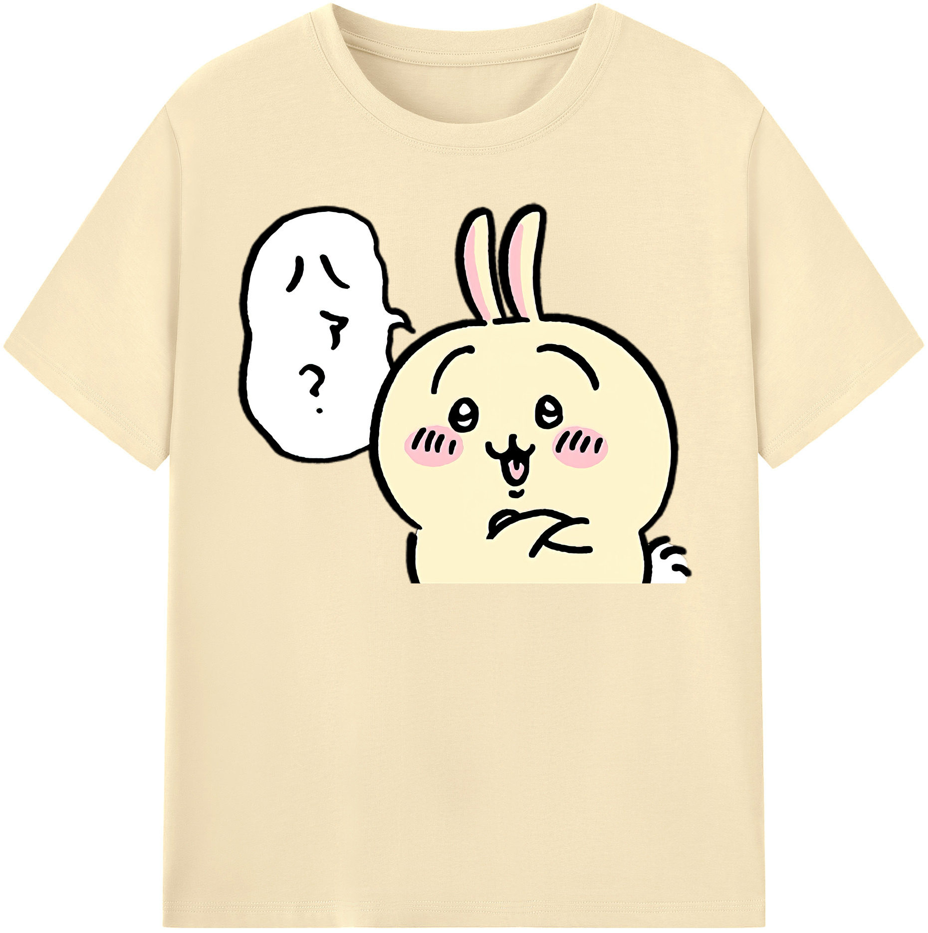 （画像用） ちいかわ うさぎ Chii-kawa usagi 綿100％半袖Tシャツ（フロントプリント）