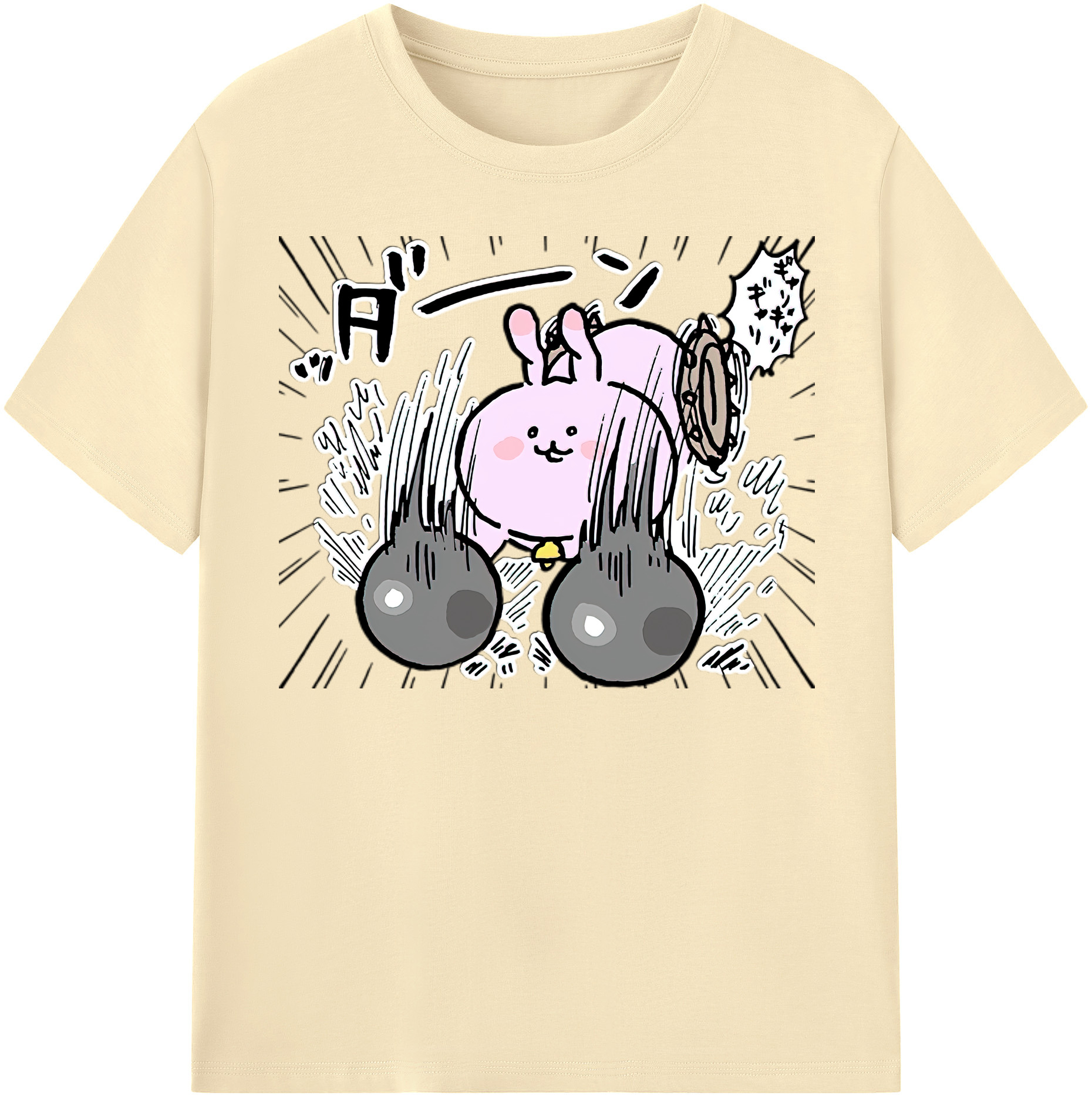 （画像用） ちいかわ うさぎ Chii-kawa usagi 綿100％半袖Tシャツ（フロントプリント）