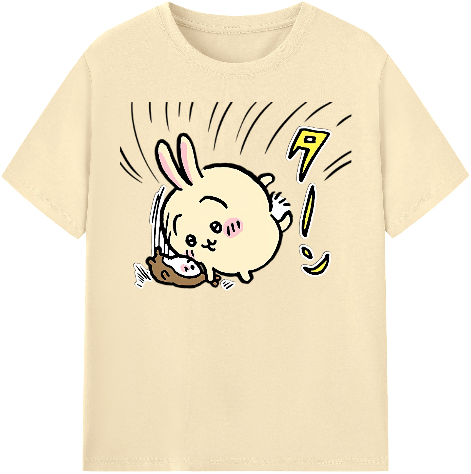 （画像用） ちいかわ うさぎ Chii-kawa usagi 綿100％半袖Tシャツ（フロントプリント）