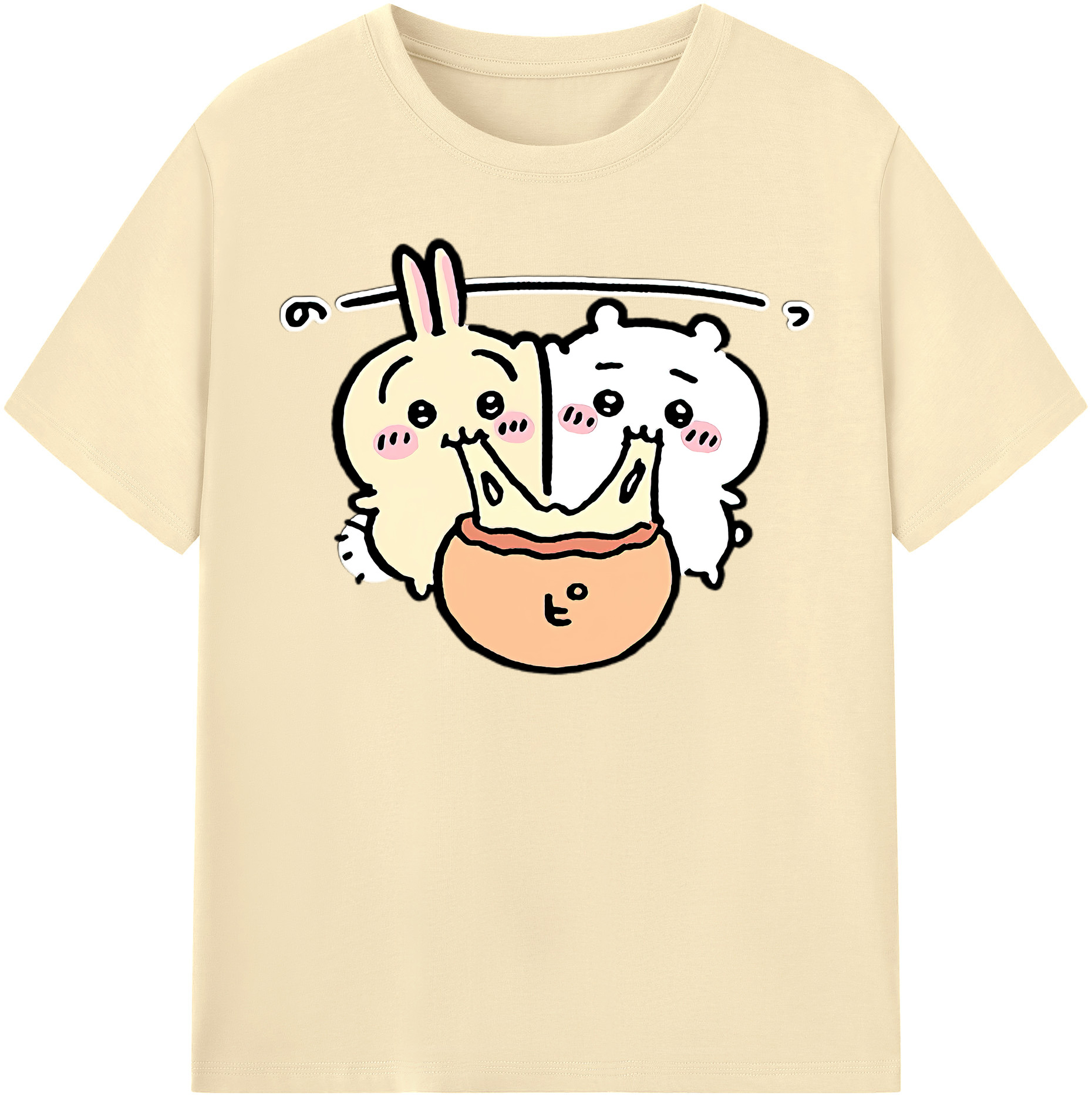 （画像用） ちいかわ うさぎ Chii-kawa usagi 綿100％半袖Tシャツ（フロントプリント）