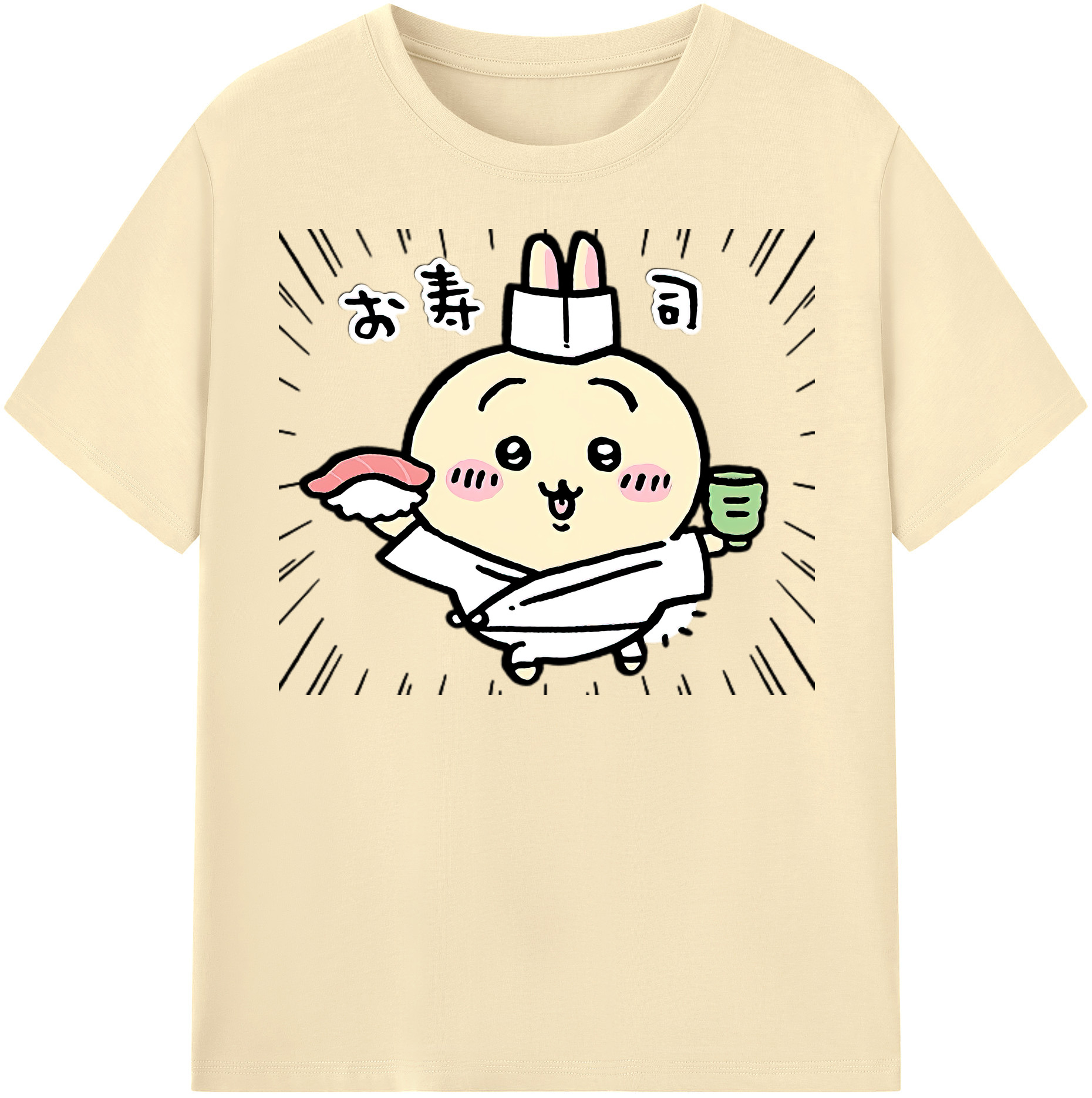 （画像用） ちいかわ うさぎ Chii-kawa usagi 綿100％半袖Tシャツ（フロントプリント）