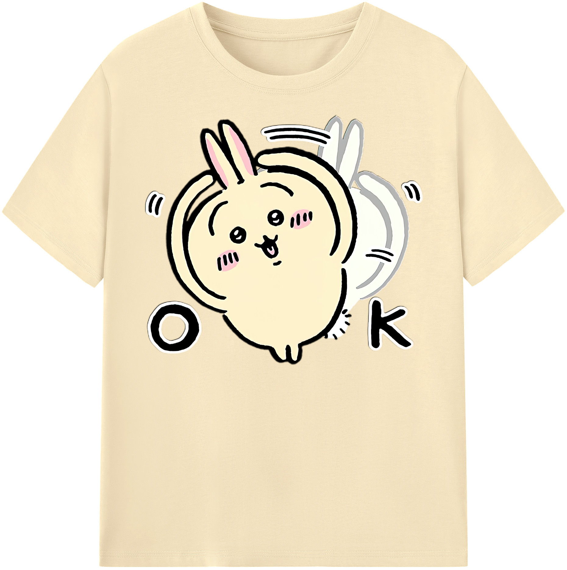 （画像用） ちいかわ うさぎ Chii-kawa usagi 綿100％半袖Tシャツ（フロントプリント）
