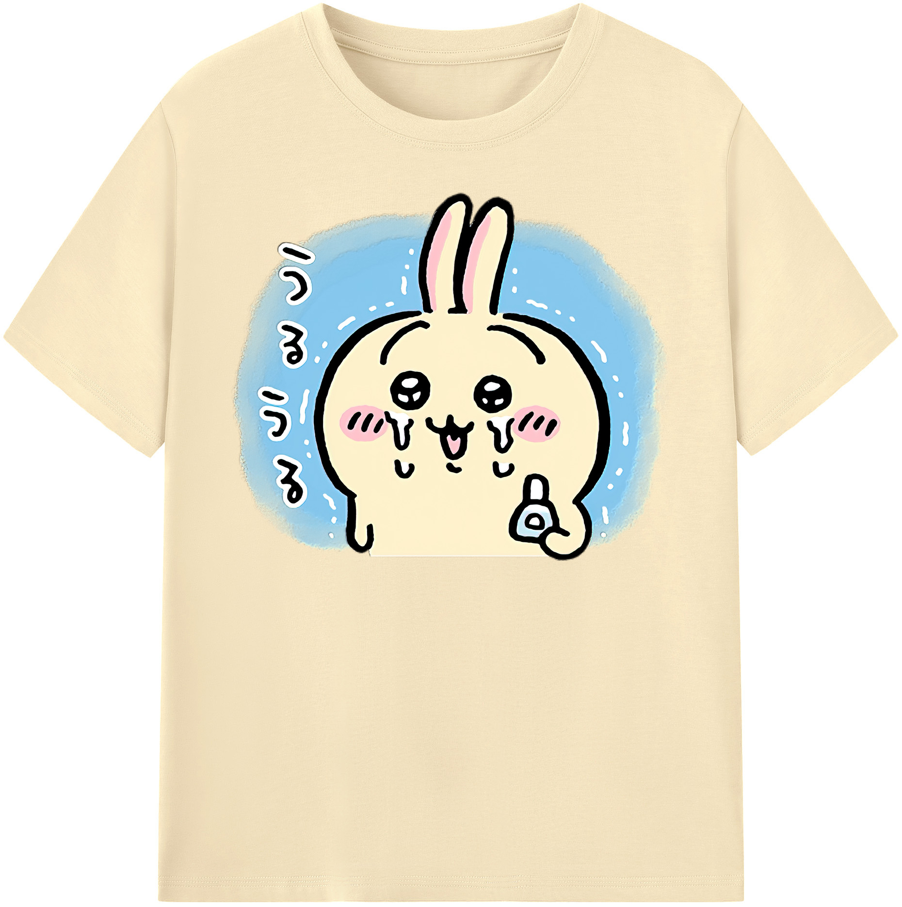 （画像用） ちいかわ うさぎ Chii-kawa usagi 綿100％半袖Tシャツ（フロントプリント）