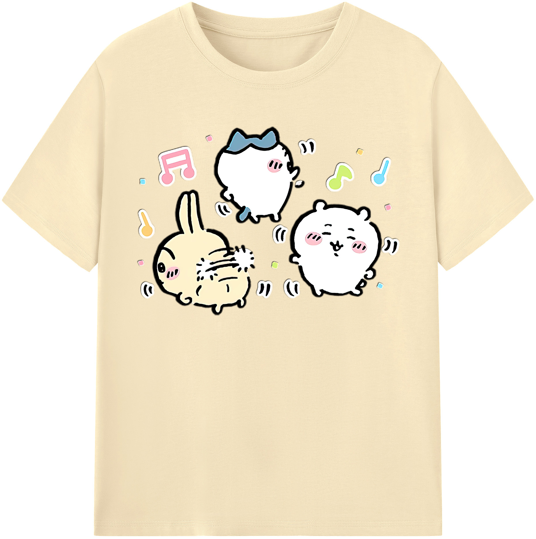 （画像用） ちいかわ うさぎ Chii-kawa usagi 綿100％半袖Tシャツ（フロントプリント）