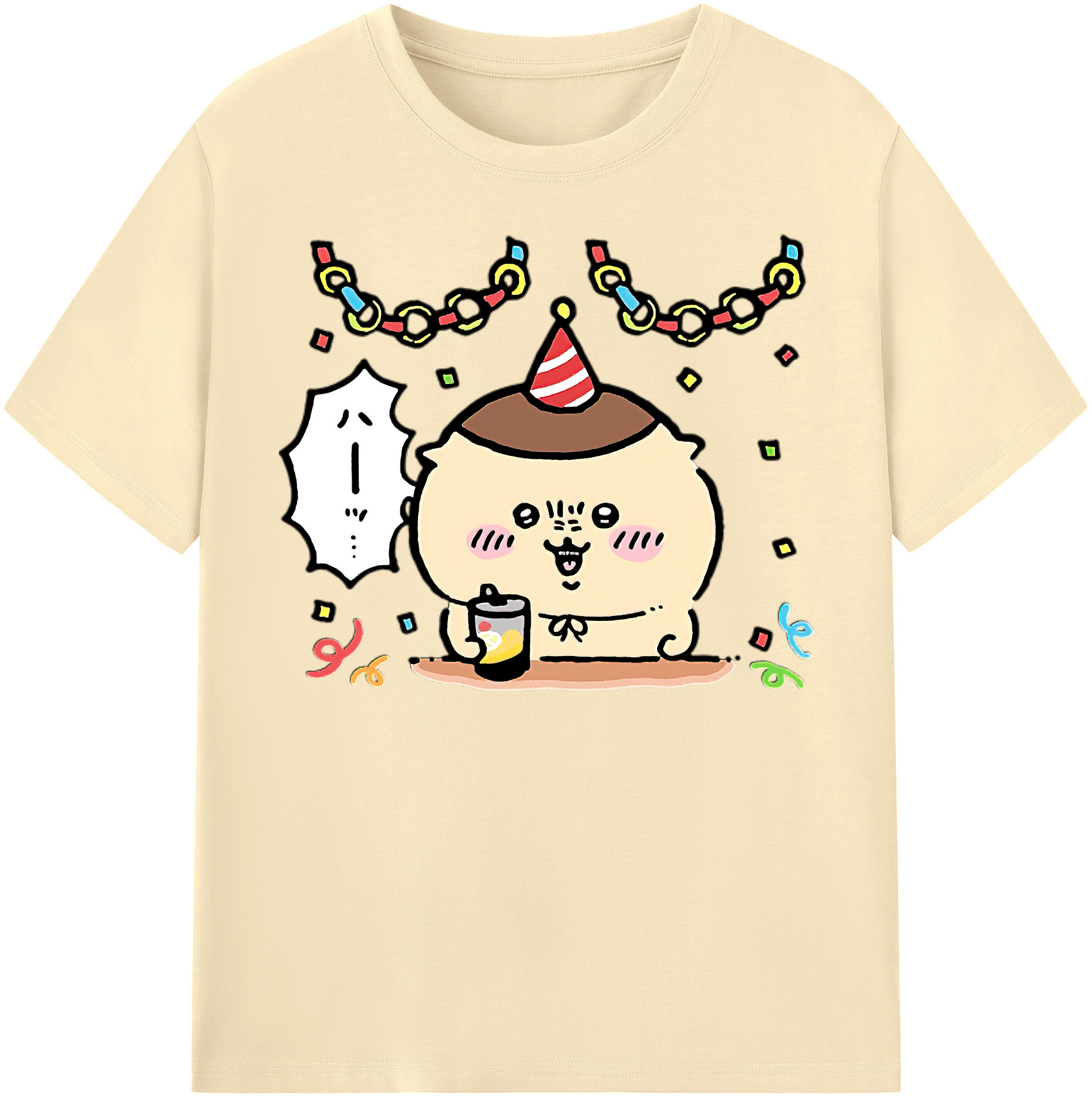 （画像用） ちいかわ くりまんじゅう Chii-kawa kuri manjū 綿100％半袖Tシャツ（フロントプリント）