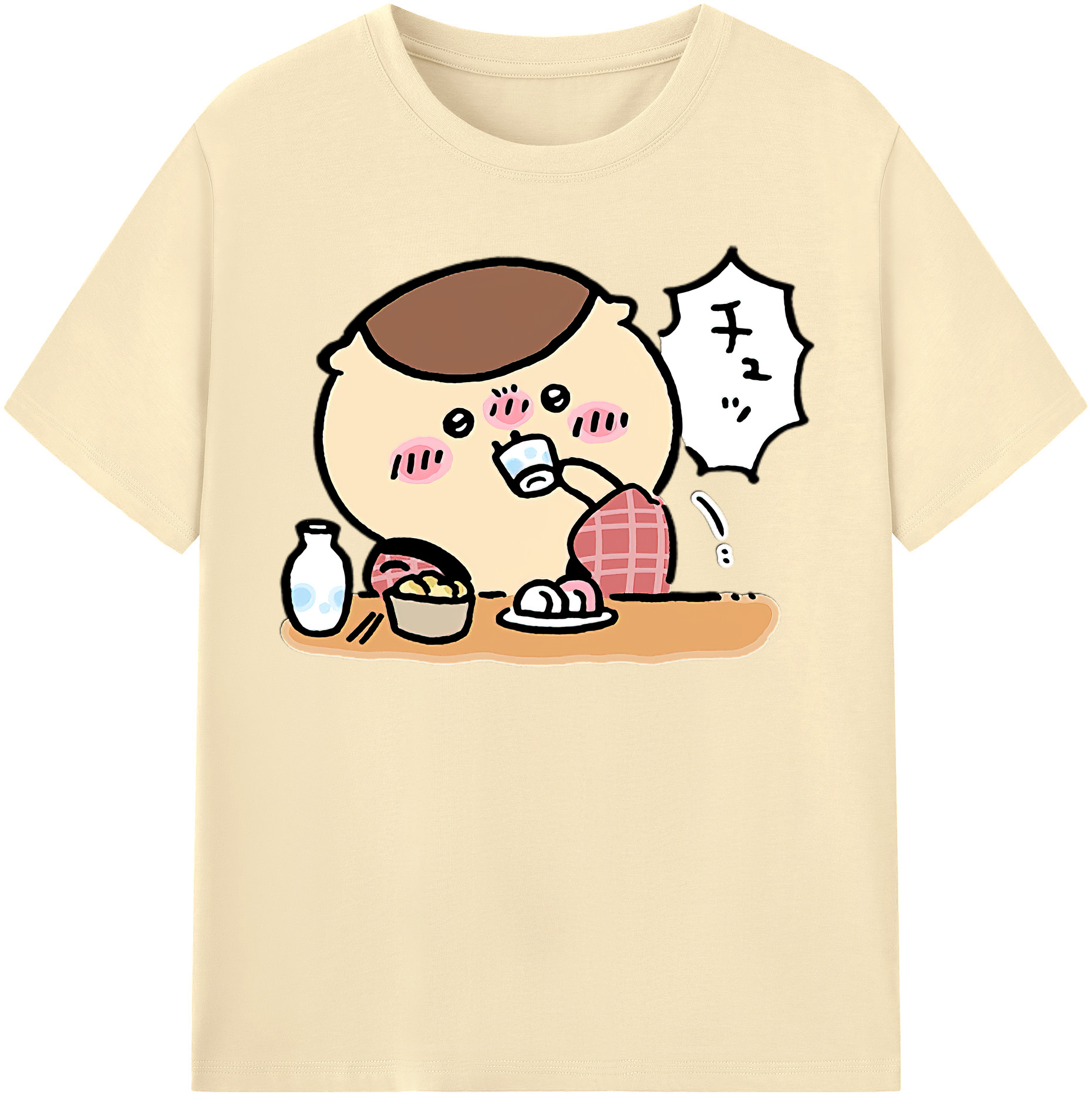 （画像用） ちいかわ くりまんじゅう Chii-kawa kuri manjū 綿100％半袖Tシャツ（フロントプリント）