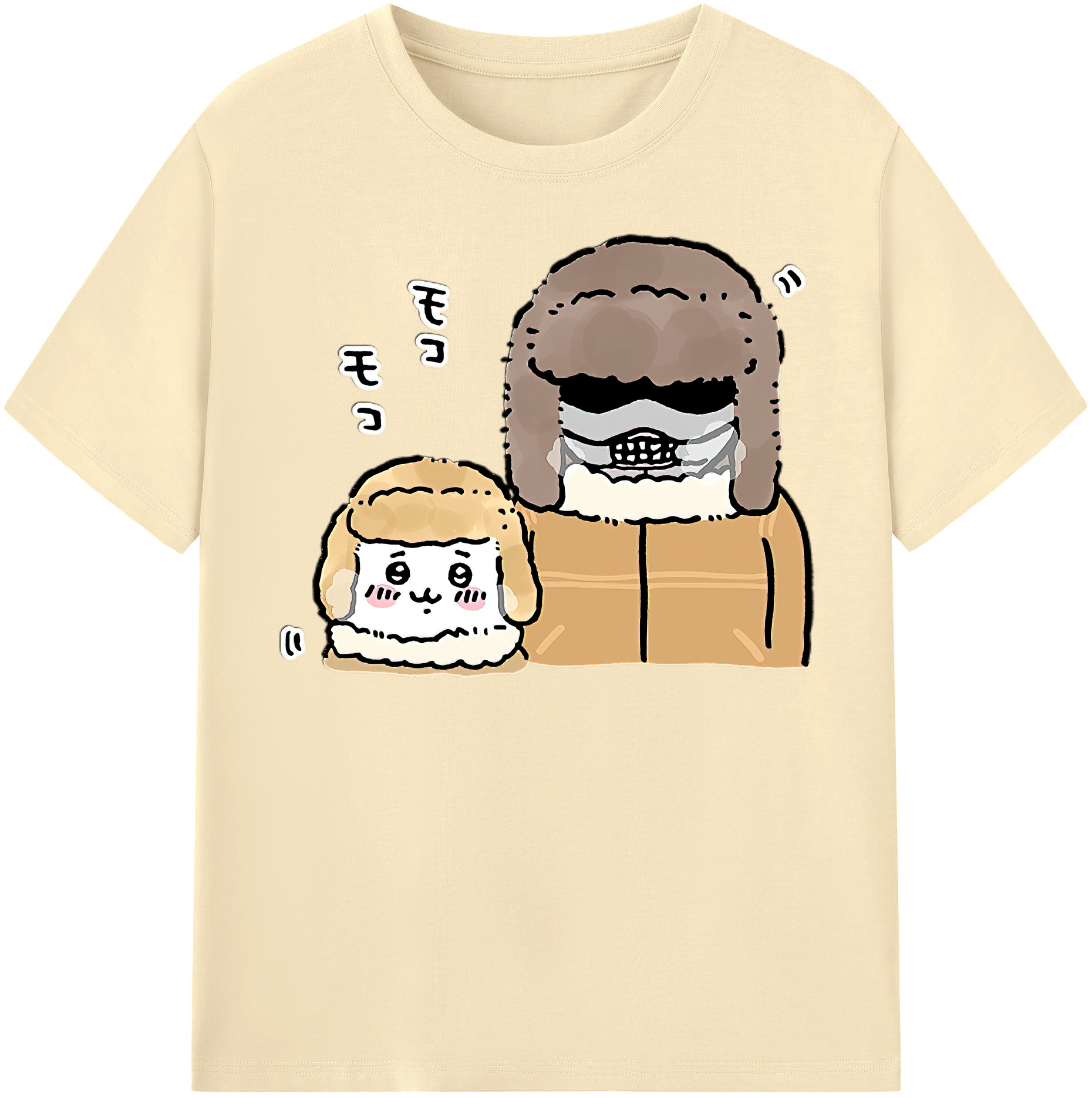 （画像用） ちいかわ 労働の鎧さん Chii-kawa Mr. Armor of Labor 綿100％半袖Tシャツ（フロントプリント）