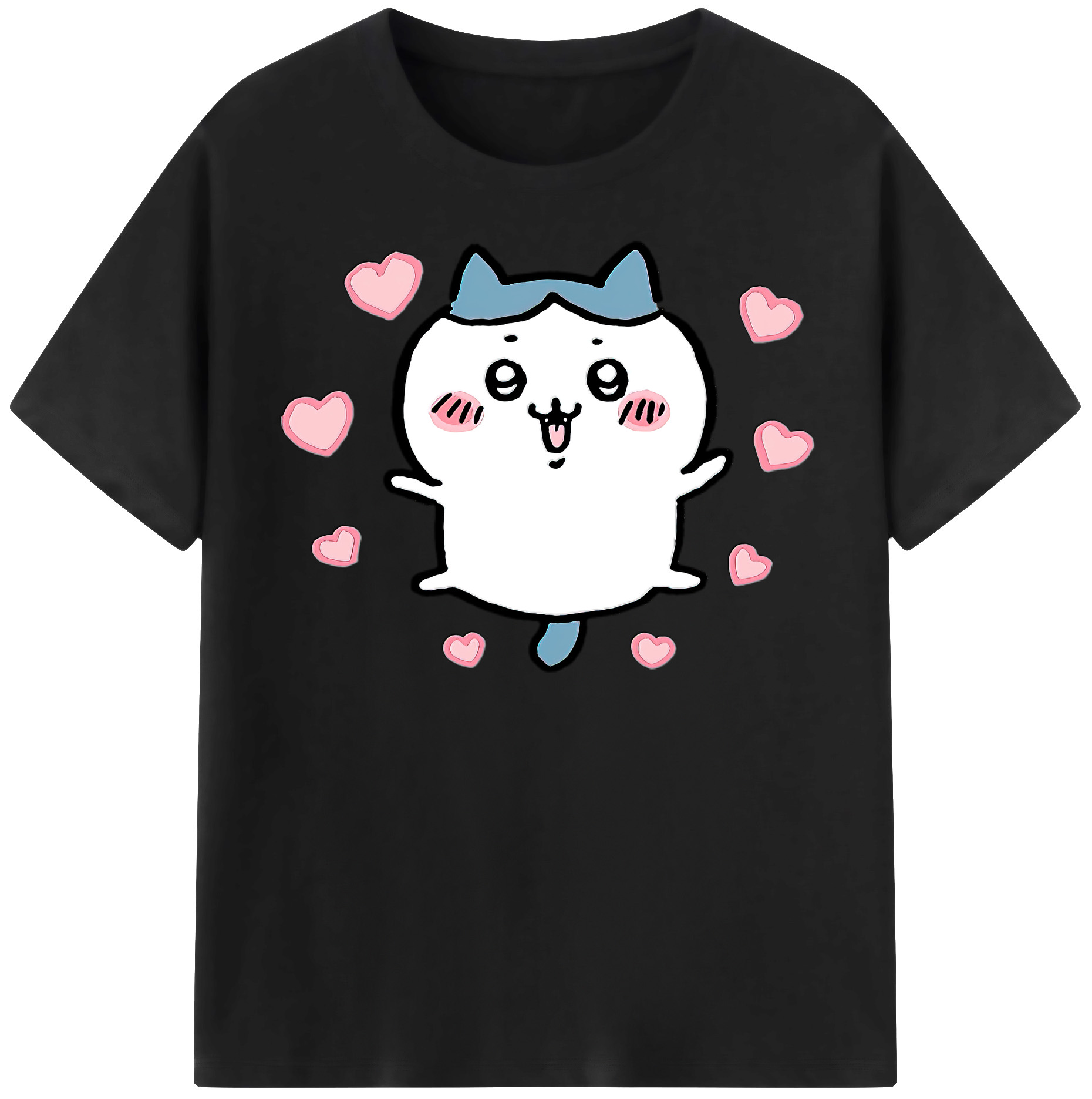 （画像用） ちいかわ ハチワレ Chii-kawa hachiware 綿100％半袖Tシャツ（フロントプリント）