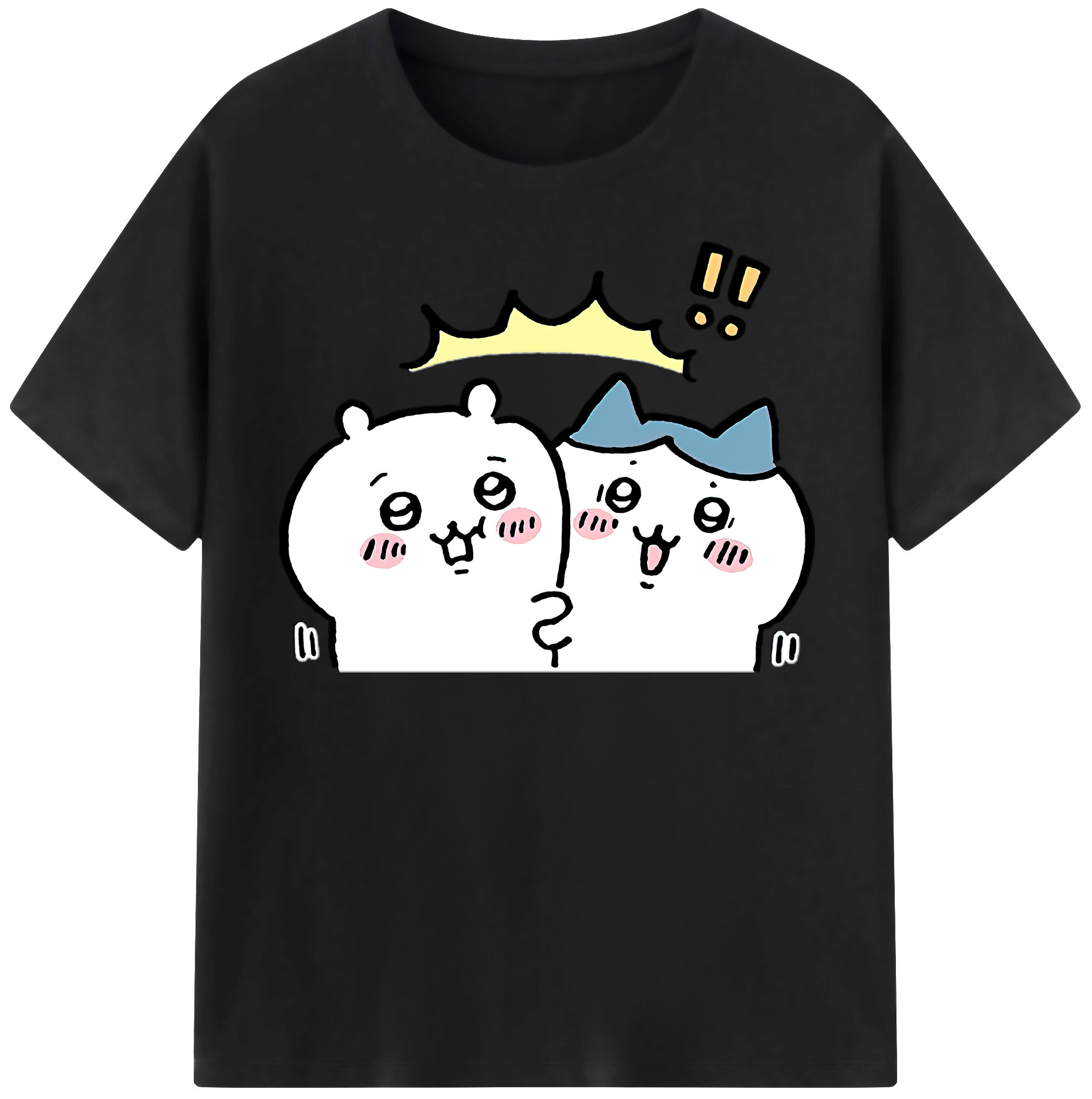 （画像用） ちいかわ ハチワレ Chii-kawa hachiware 綿100％半袖Tシャツ（フロントプリント）