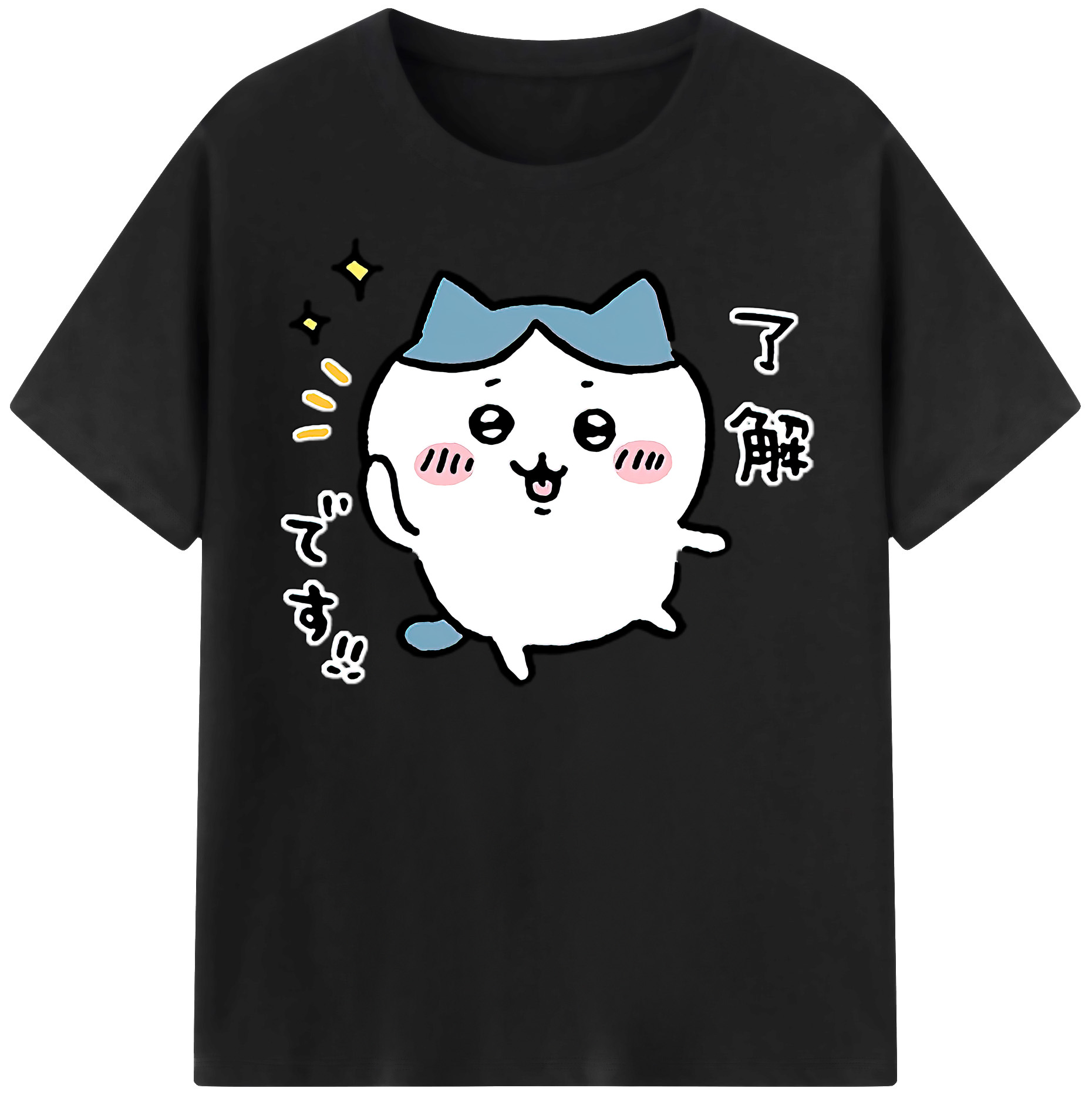 （画像用） ちいかわ ハチワレ Chii-kawa hachiware 綿100％半袖Tシャツ（フロントプリント）