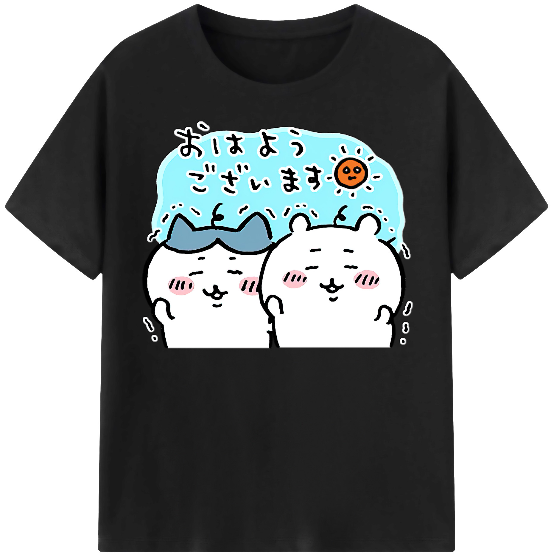（画像用） ちいかわ ハチワレ Chii-kawa hachiware 綿100％半袖Tシャツ（フロントプリント）