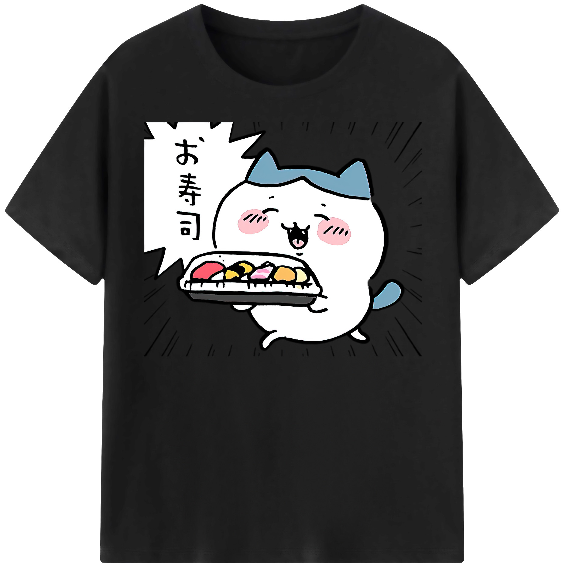 （画像用） ちいかわ ハチワレ Chii-kawa hachiware 綿100％半袖Tシャツ（フロントプリント）