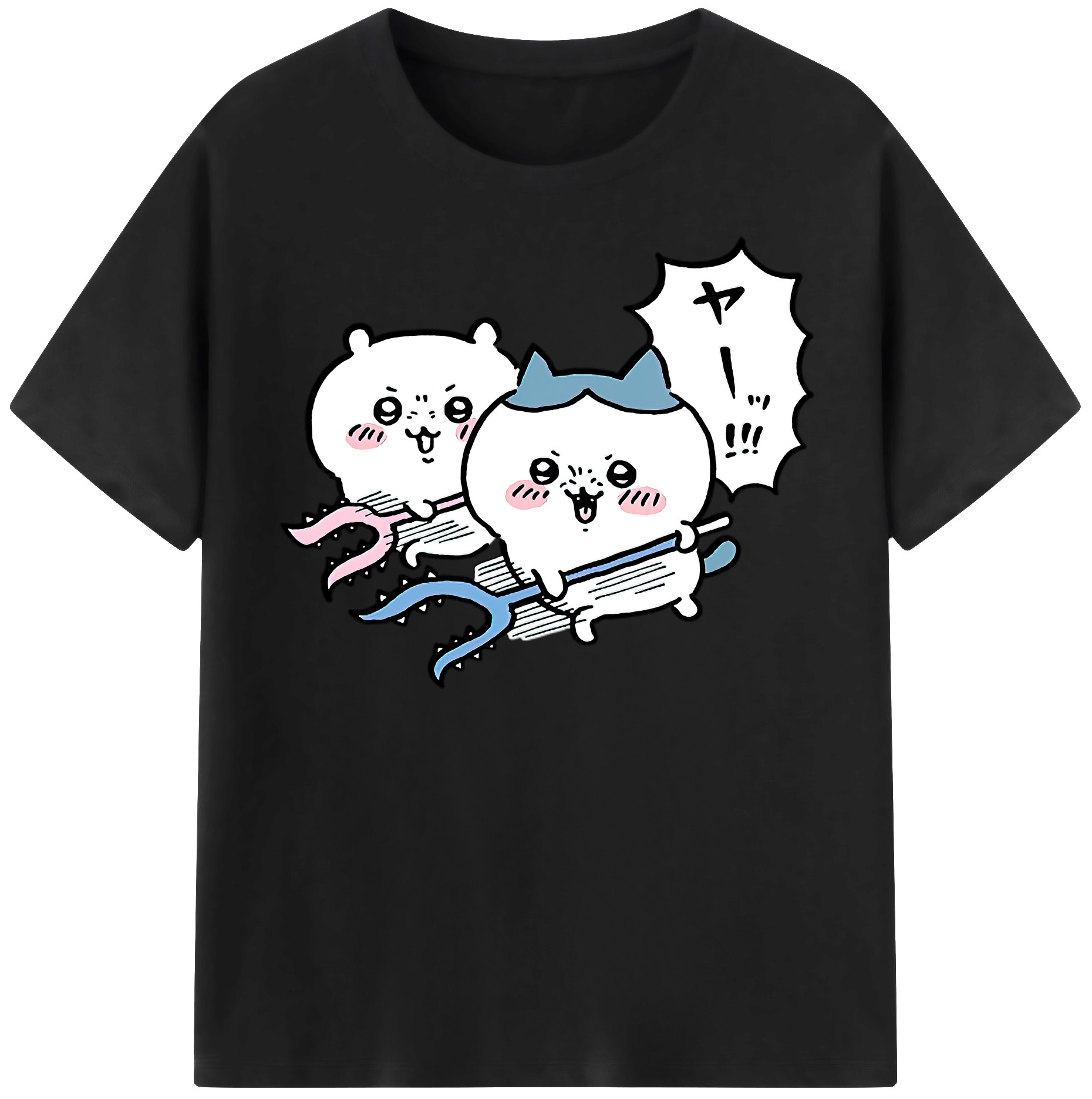（画像用） ちいかわ ハチワレ Chii-kawa hachiware 綿100％半袖Tシャツ（フロントプリント）