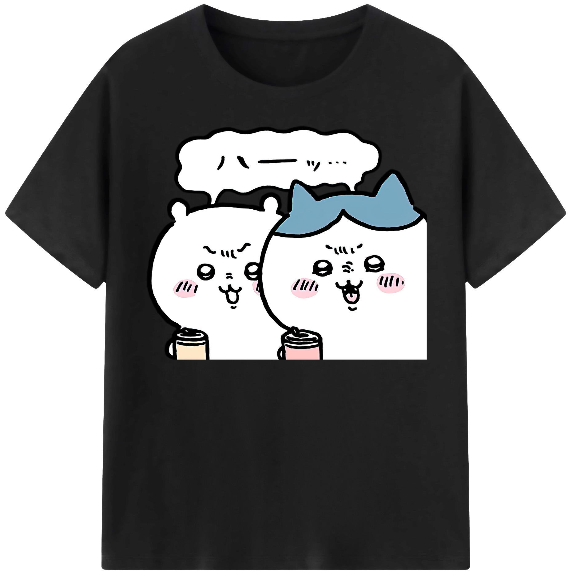 （画像用） ちいかわ ハチワレ Chii-kawa hachiware 綿100％半袖Tシャツ（フロントプリント）