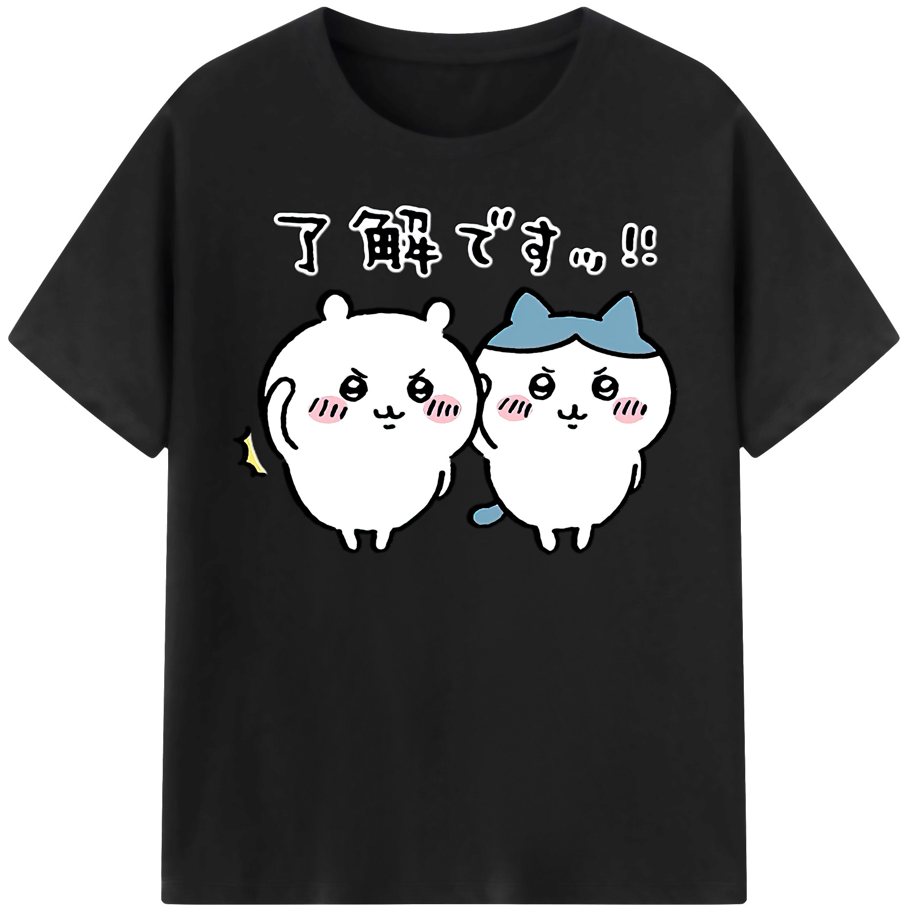 （画像用） ちいかわ ハチワレ Chii-kawa hachiware 綿100％半袖Tシャツ（フロントプリント）