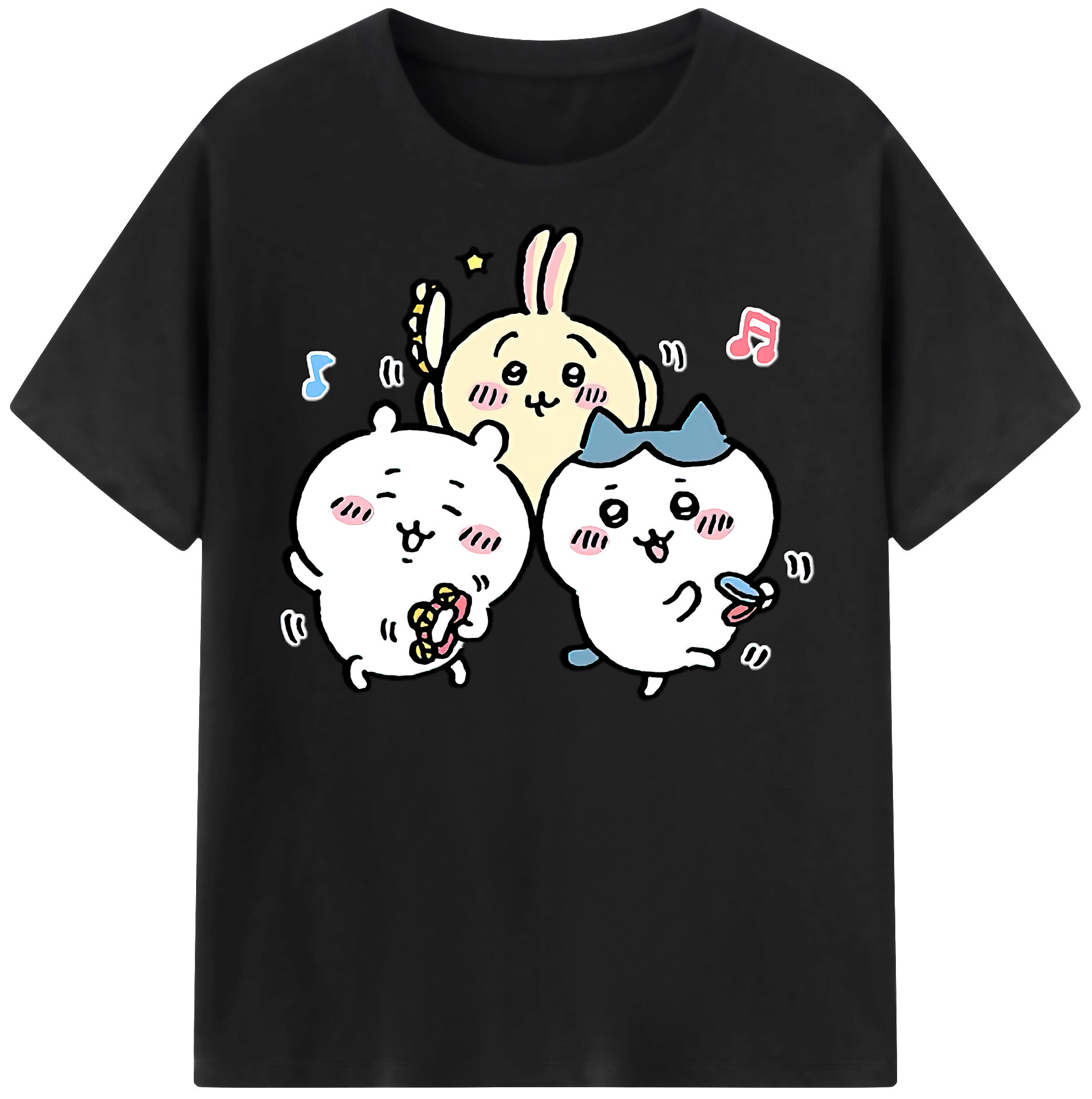 （画像用） ちいかわ ハチワレ Chii-kawa hachiware 綿100％半袖Tシャツ（フロントプリント）