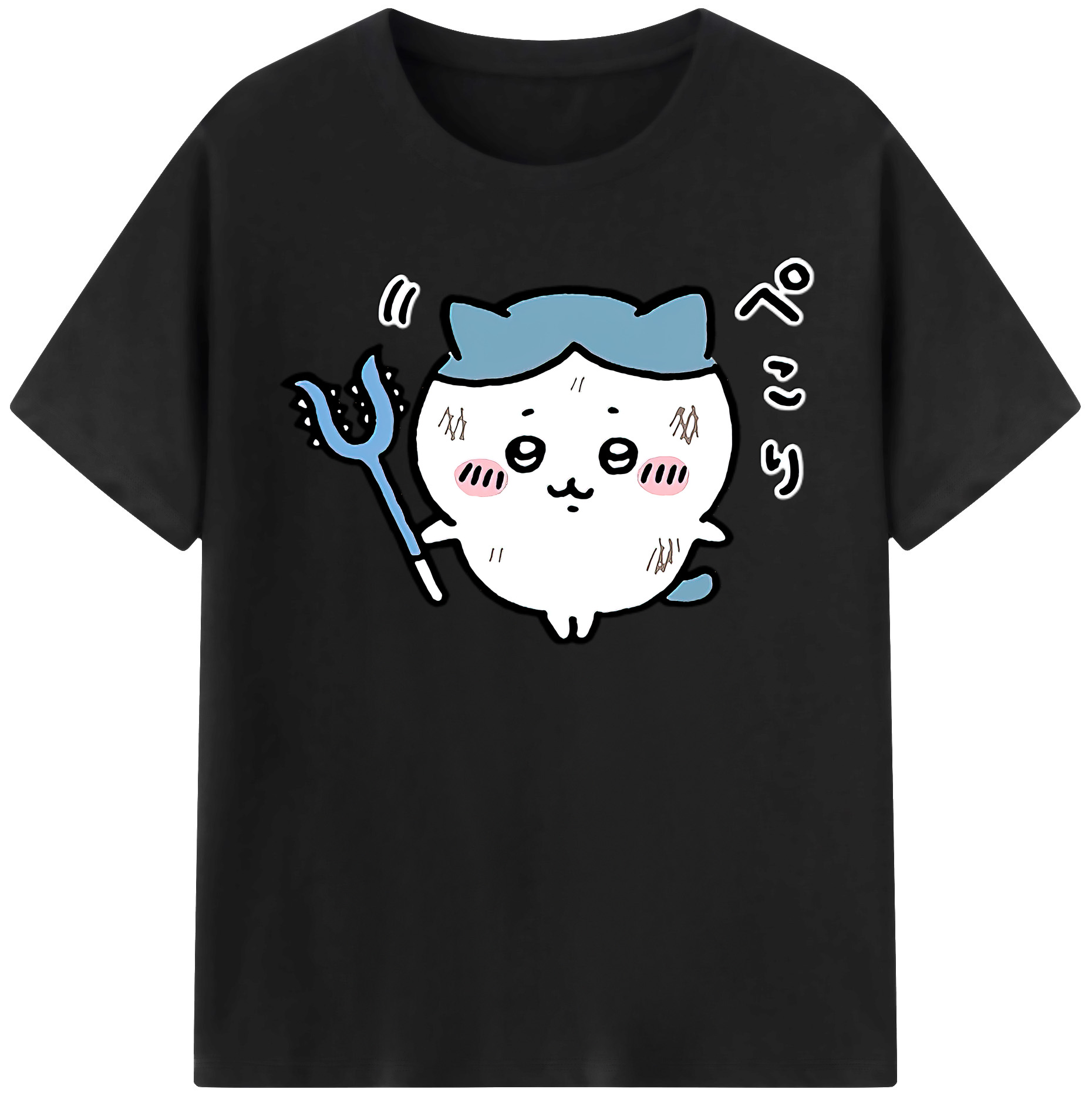 （画像用） ちいかわ ハチワレ Chii-kawa hachiware 綿100％半袖Tシャツ（フロントプリント）