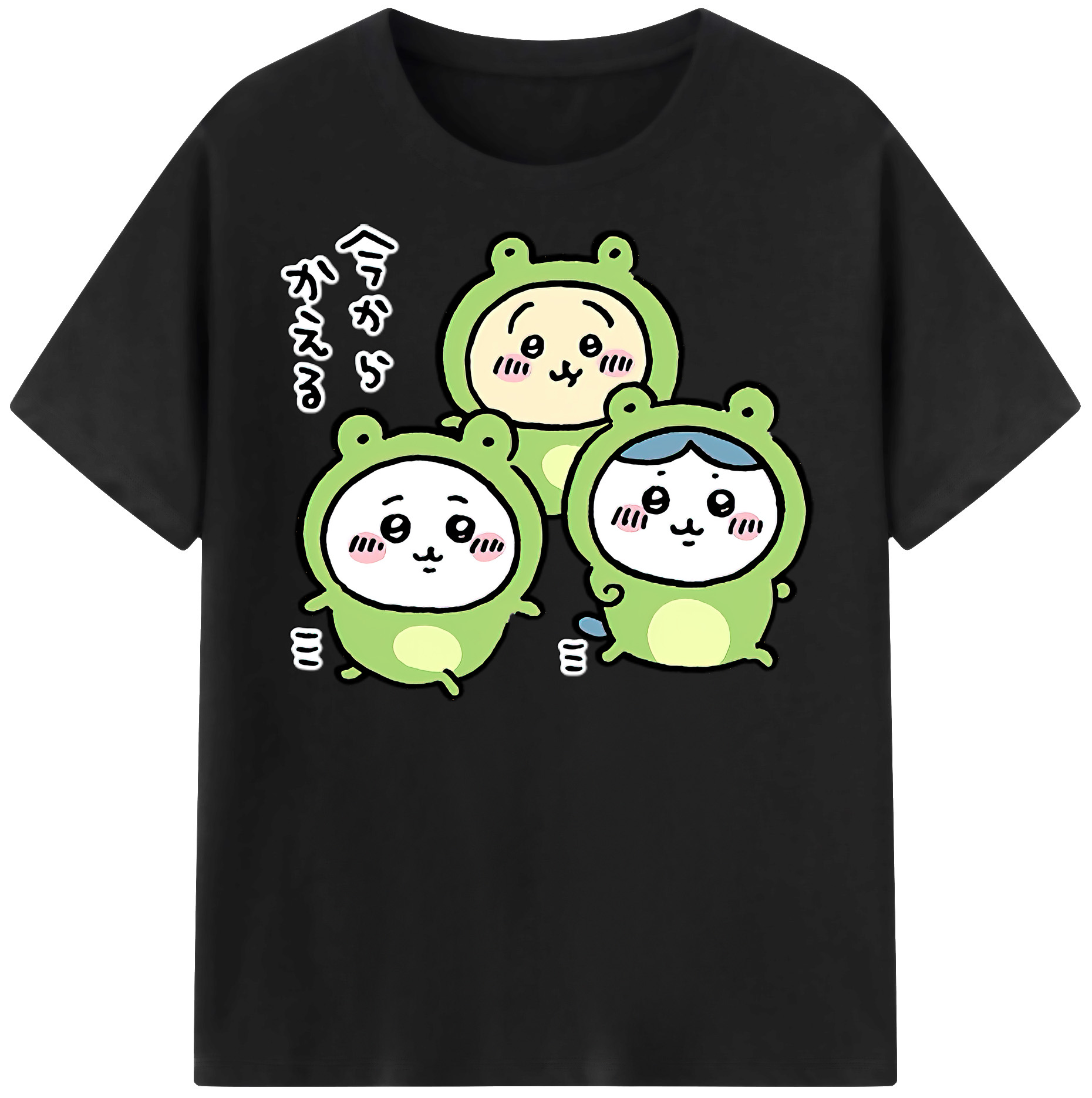 （画像用） ちいかわ ハチワレ Chii-kawa hachiware 綿100％半袖Tシャツ（フロントプリント）
