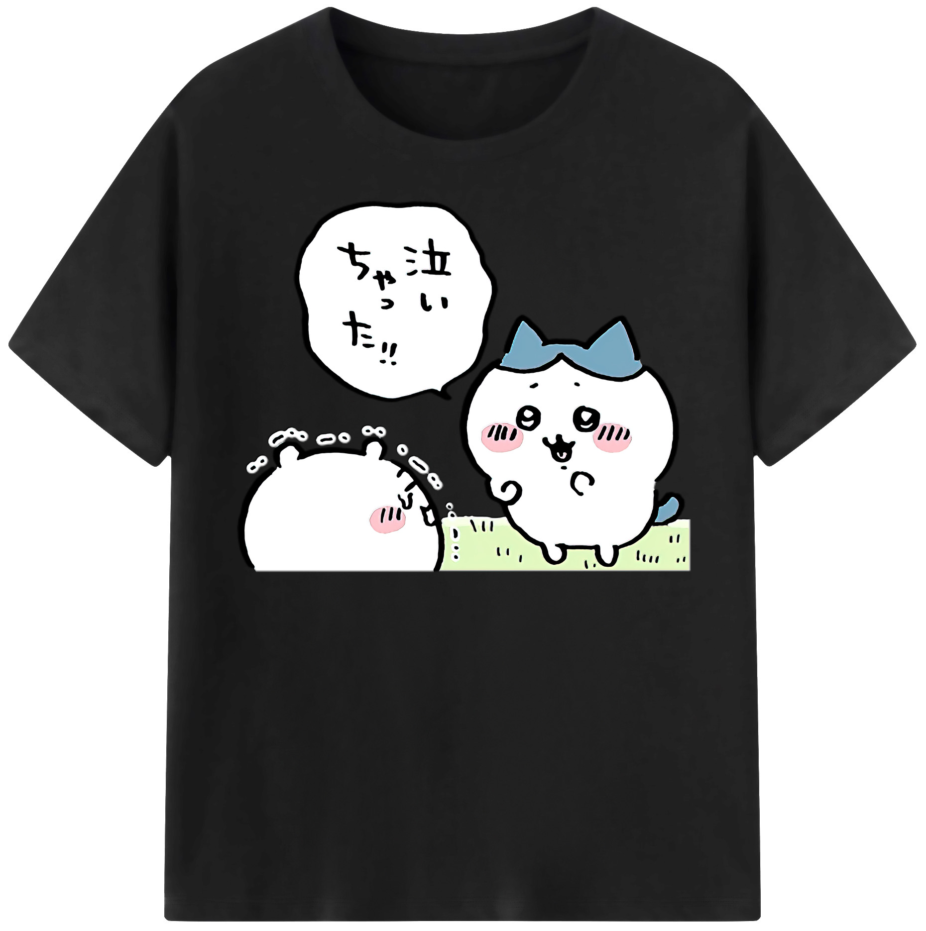 （画像用） ちいかわ ハチワレ Chii-kawa hachiware 綿100％半袖Tシャツ（フロントプリント）