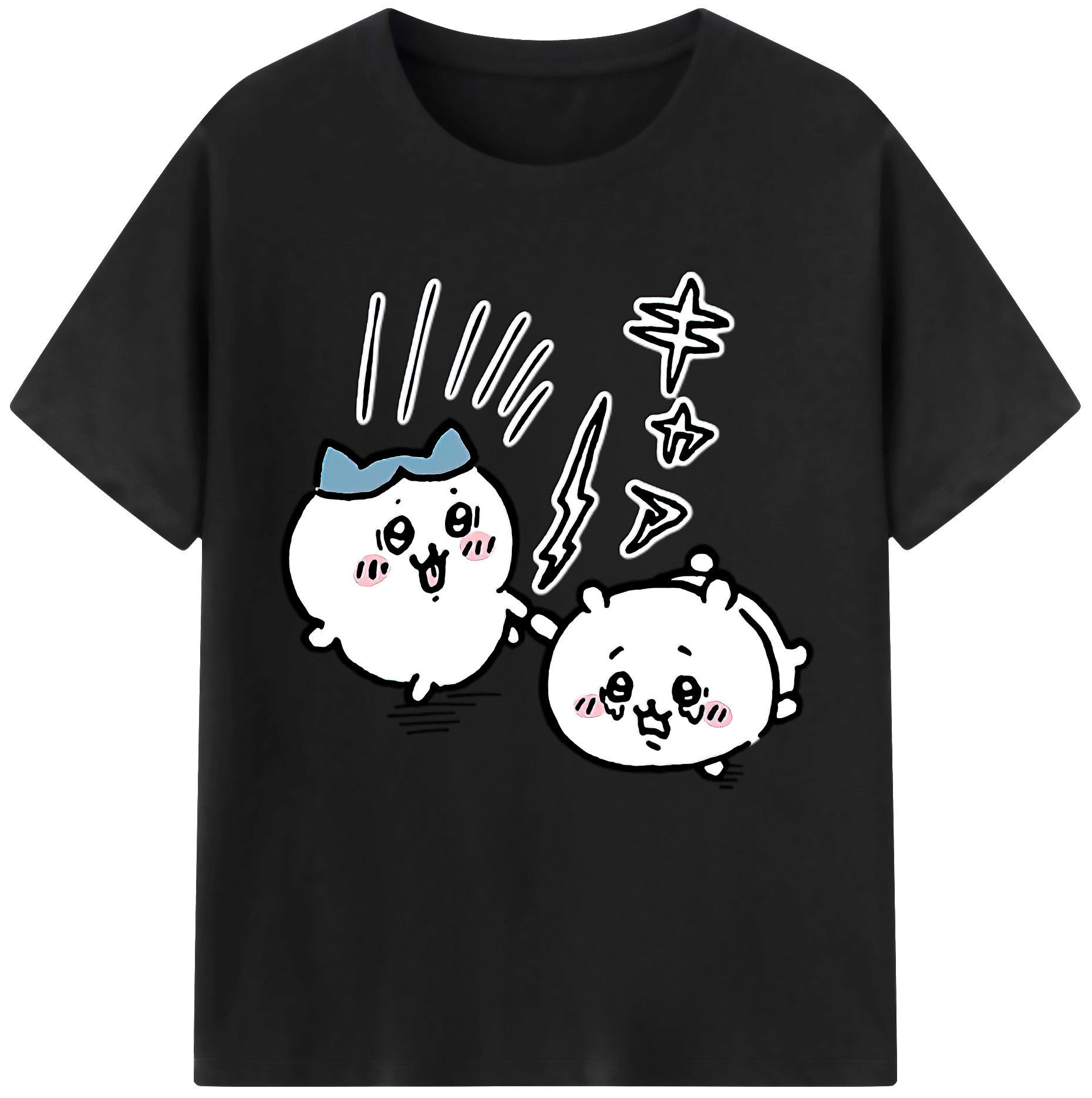 （画像用） ちいかわ ハチワレ Chii-kawa hachiware 綿100％半袖Tシャツ（フロントプリント）