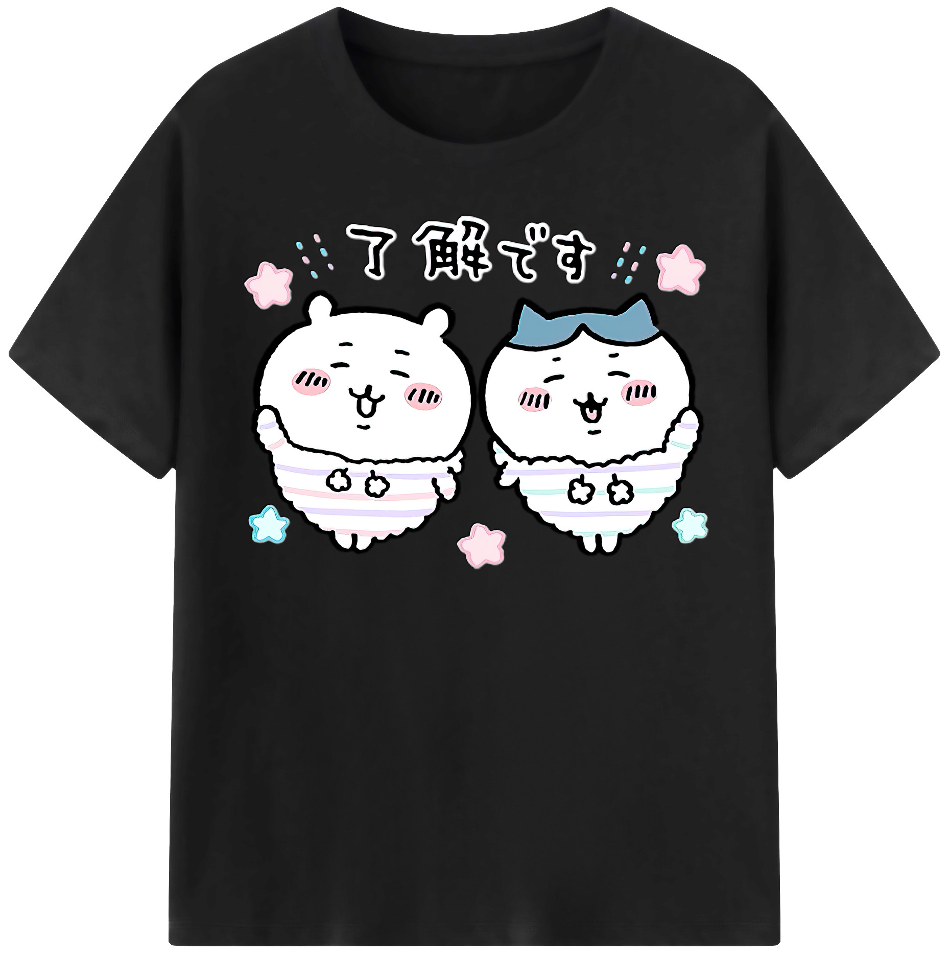 （画像用） ちいかわ ハチワレ Chii-kawa hachiware 綿100％半袖Tシャツ（フロントプリント）