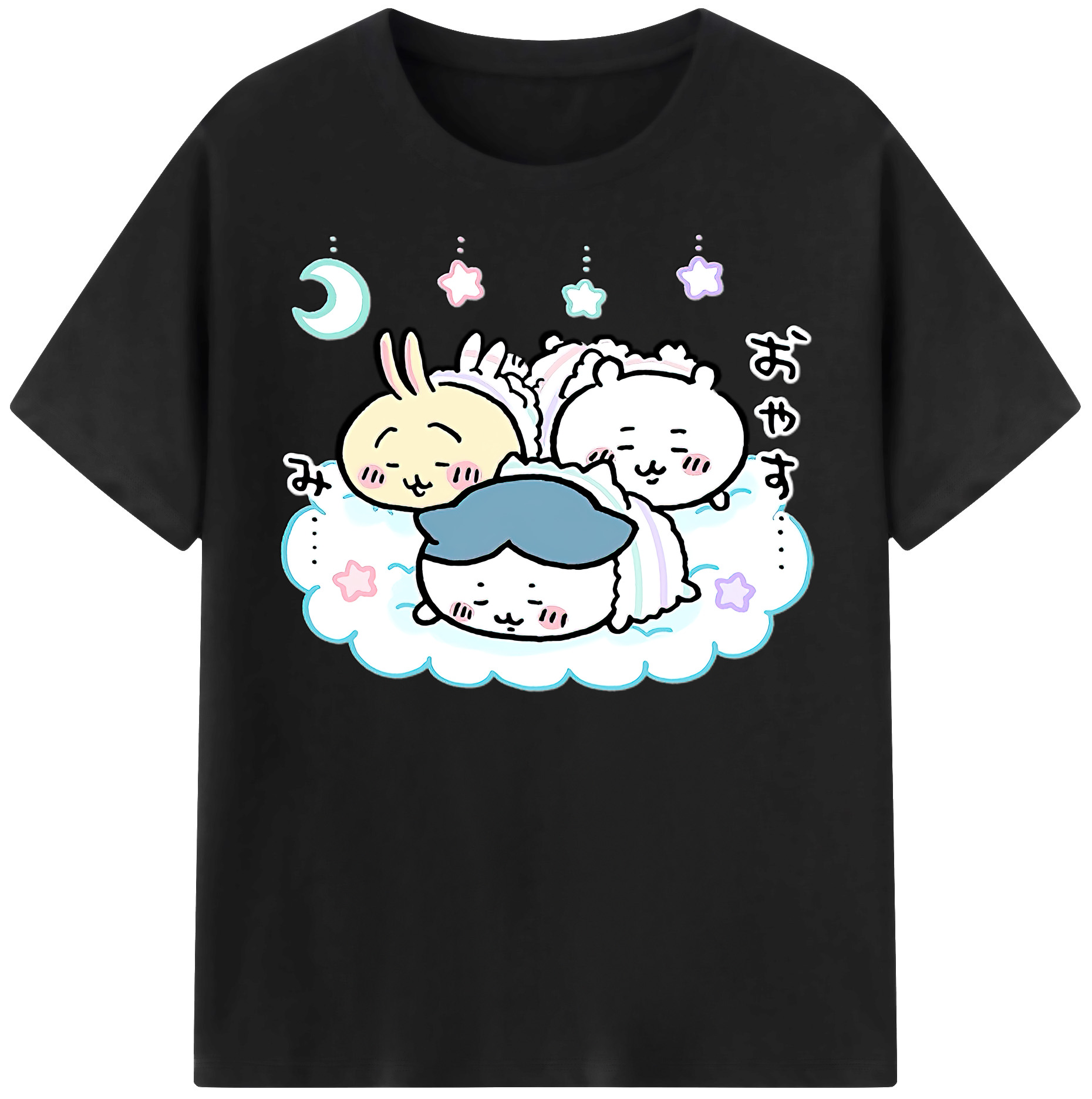 （画像用） ちいかわ ハチワレ Chii-kawa hachiware 綿100％半袖Tシャツ（フロントプリント）