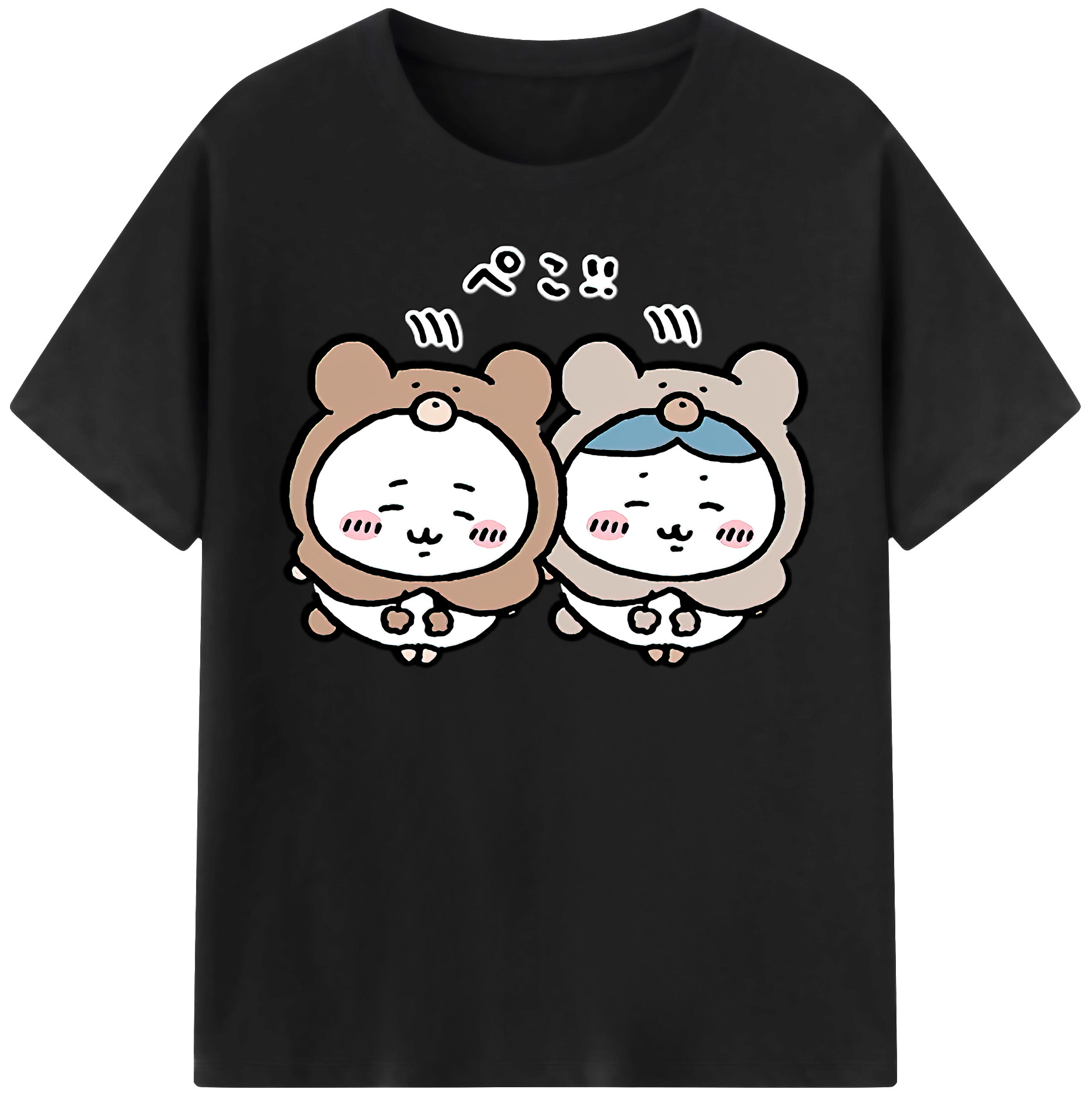 （画像用） ちいかわ ハチワレ Chii-kawa hachiware 綿100％半袖Tシャツ（フロントプリント）