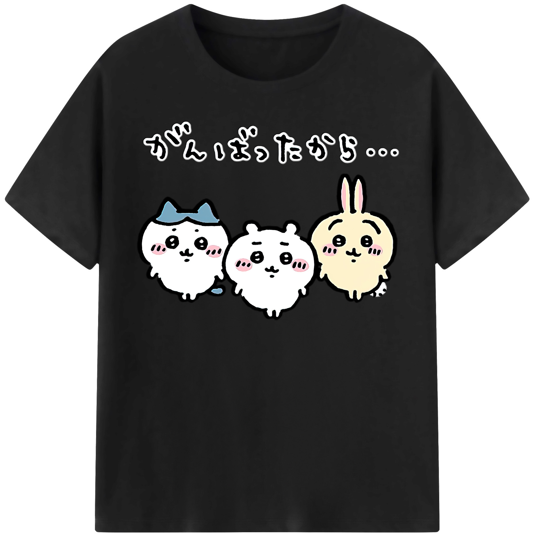 （画像用） ちいかわ ハチワレ Chii-kawa hachiware 綿100％半袖Tシャツ（フロントプリント）