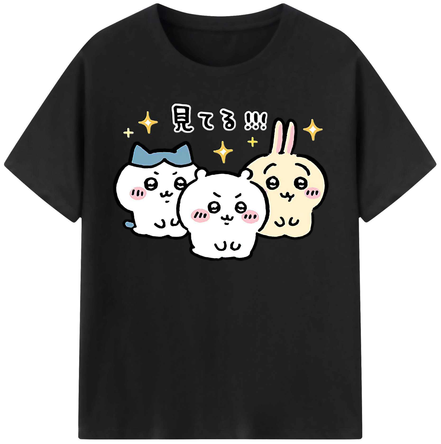 （画像用） ちいかわ ハチワレ Chii-kawa hachiware 綿100％半袖Tシャツ（フロントプリント）