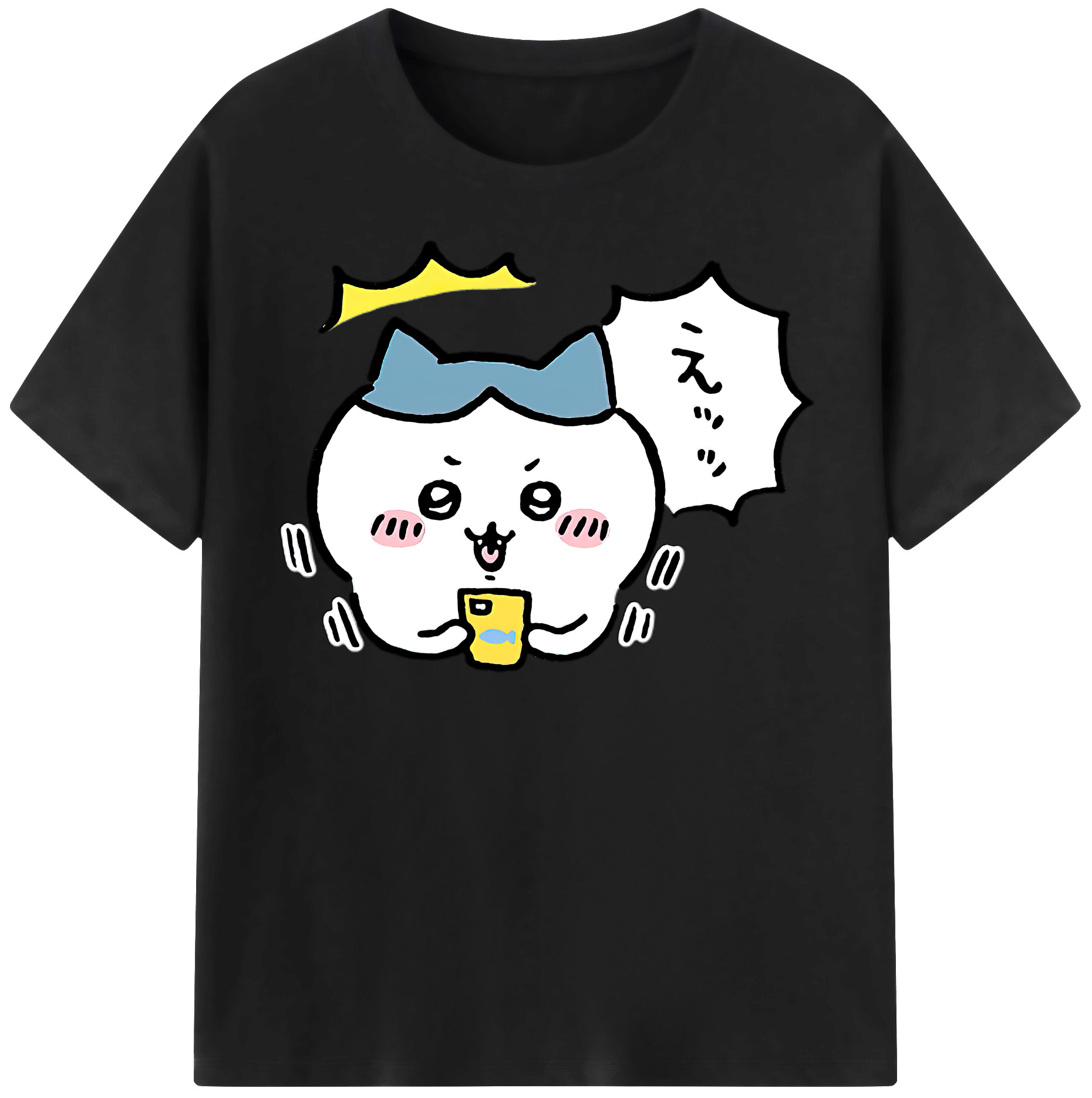 （画像用） ちいかわ ハチワレ Chii-kawa hachiware 綿100％半袖Tシャツ（フロントプリント）