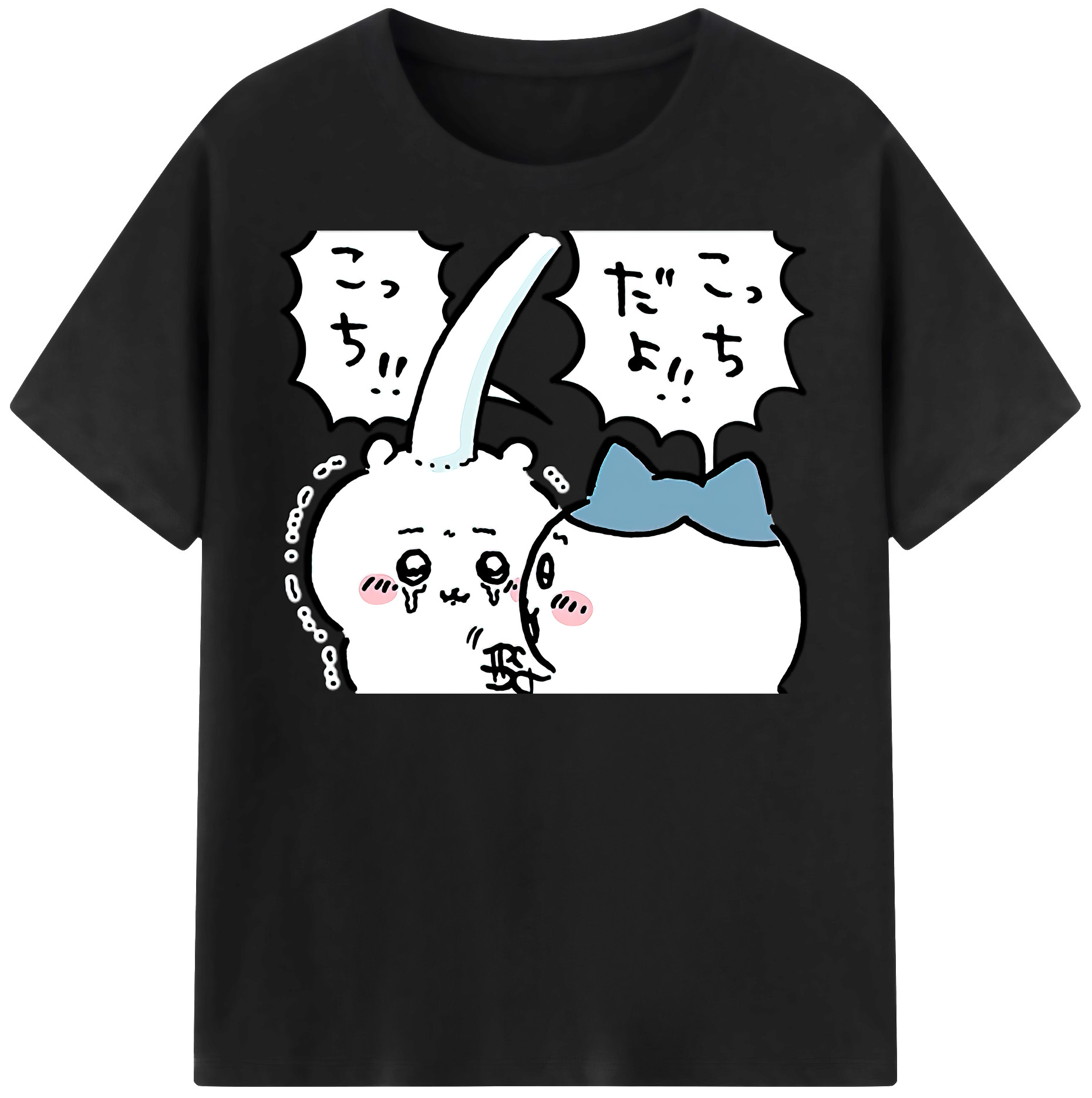 （画像用） ちいかわ ハチワレ Chii-kawa hachiware 綿100％半袖Tシャツ（フロントプリント）