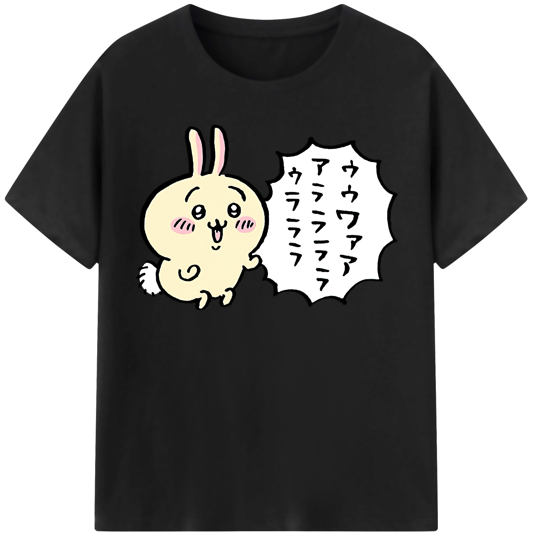 （画像用） ちいかわ うさぎ Chii-kawa usagi 綿100％半袖Tシャツ（フロントプリント）