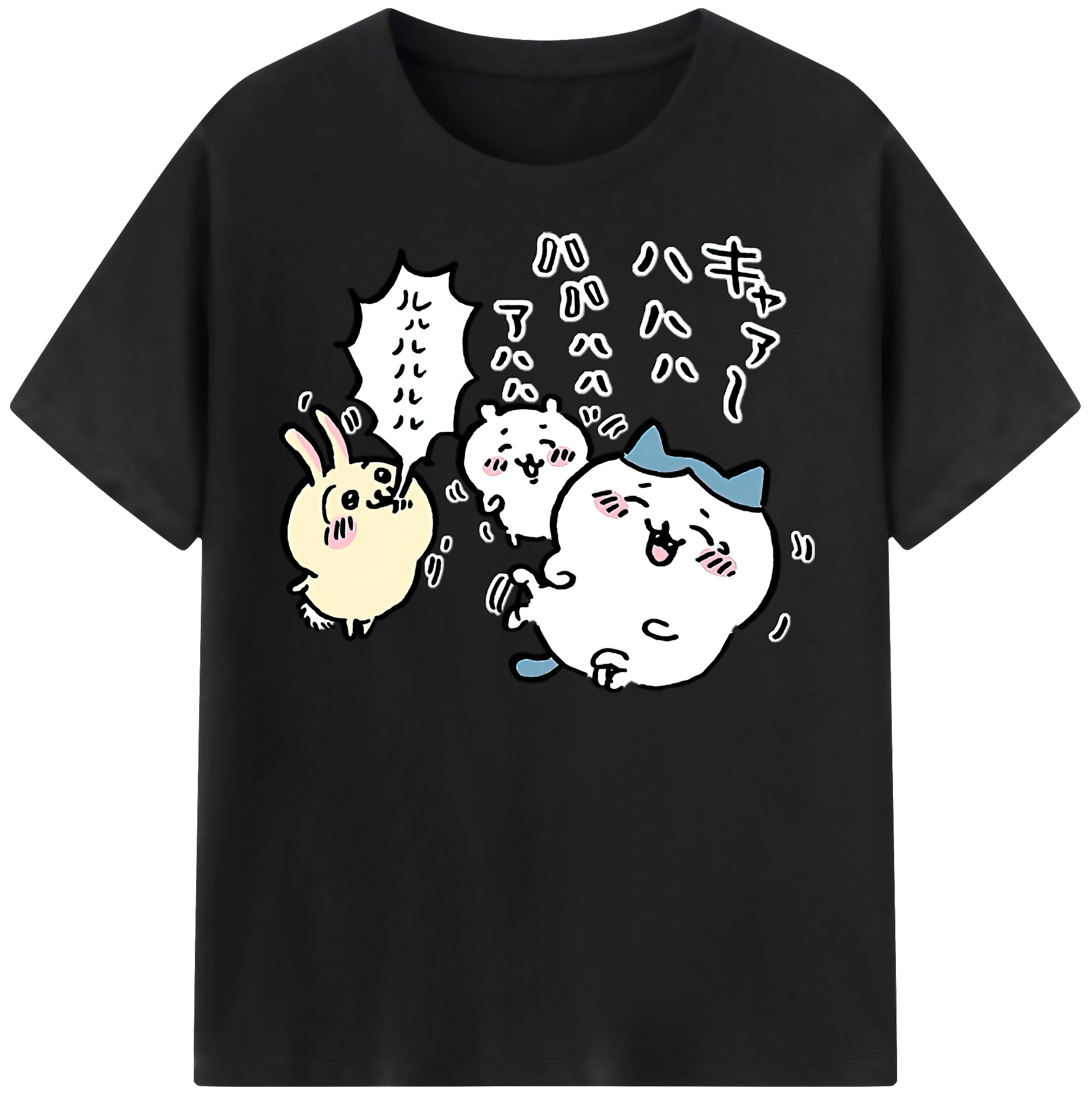 （画像用） ちいかわ うさぎ Chii-kawa usagi 綿100％半袖Tシャツ（フロントプリント）