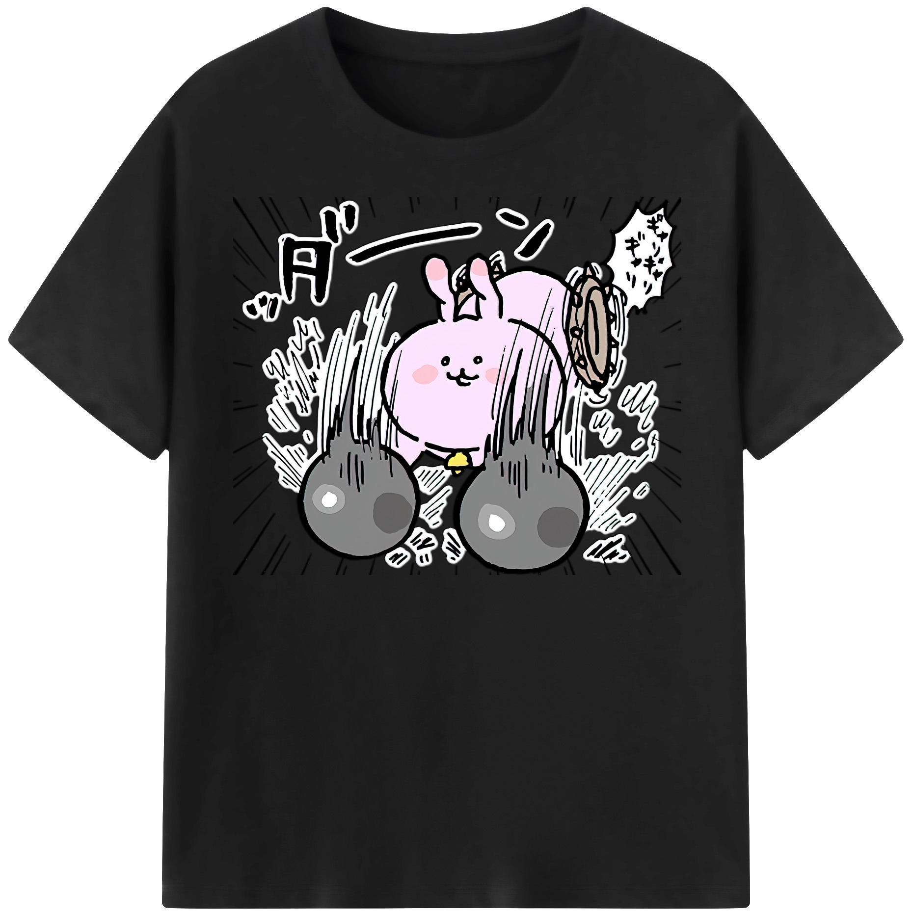 （画像用） ちいかわ うさぎ Chii-kawa usagi 綿100％半袖Tシャツ（フロントプリント）