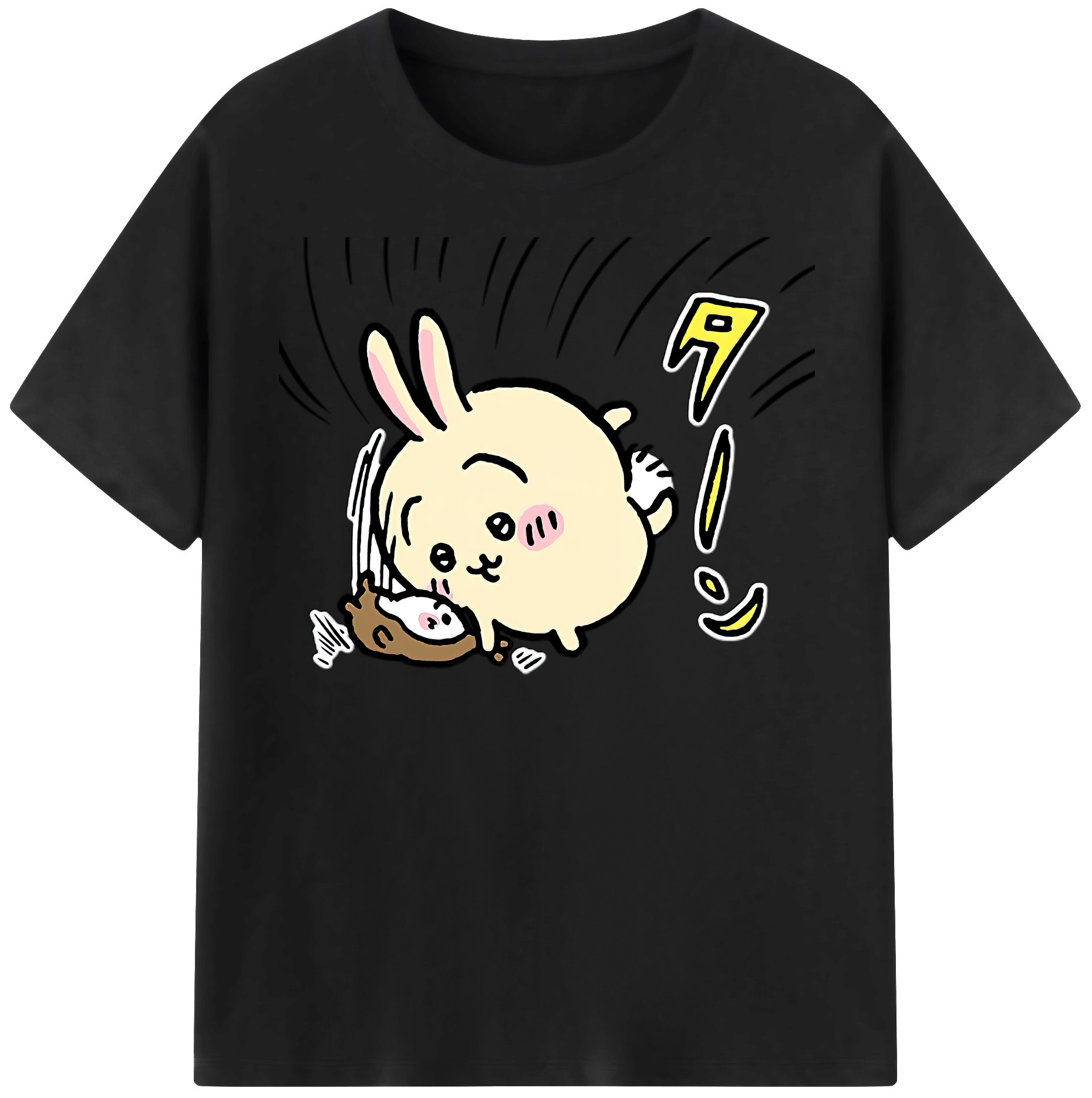 （画像用） ちいかわ うさぎ Chii-kawa usagi 綿100％半袖Tシャツ（フロントプリント）