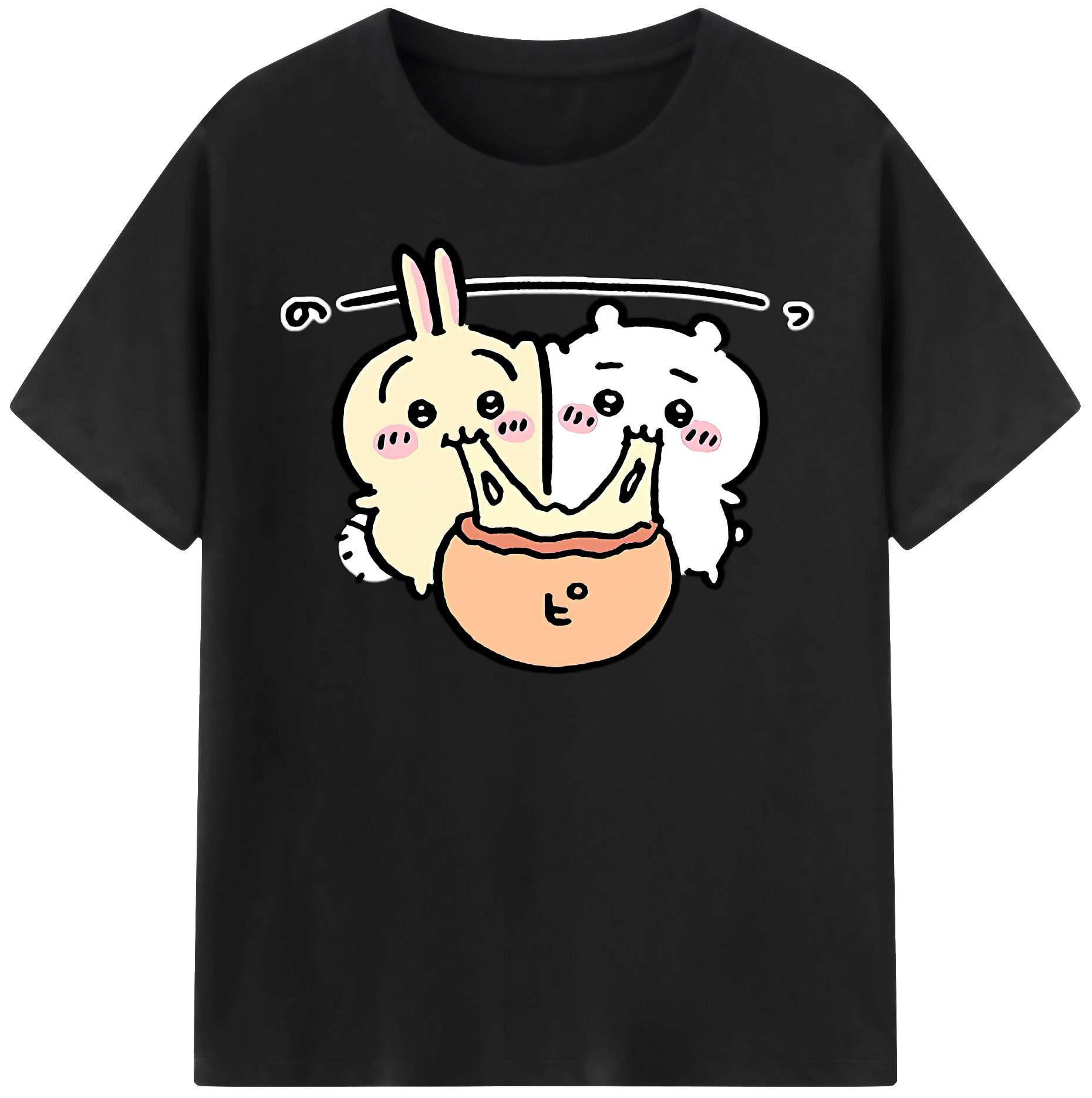 （画像用） ちいかわ うさぎ Chii-kawa usagi 綿100％半袖Tシャツ（フロントプリント）
