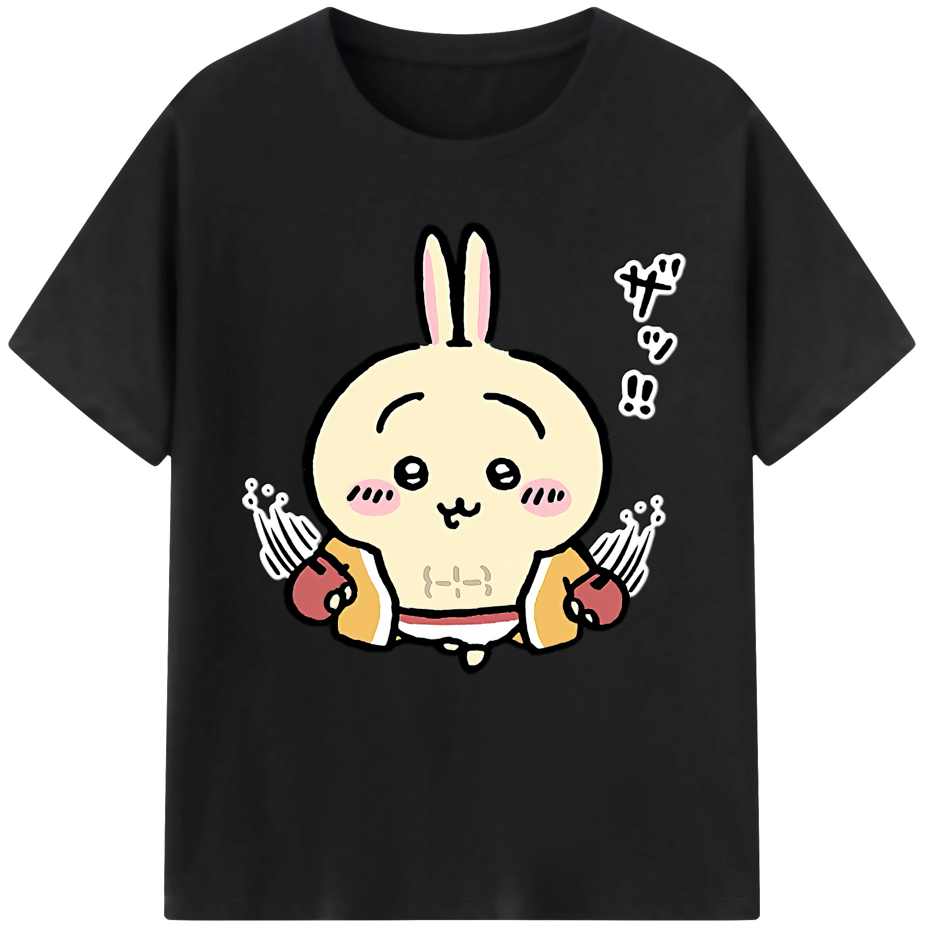 （画像用） ちいかわ うさぎ Chii-kawa usagi 綿100％半袖Tシャツ（フロントプリント）