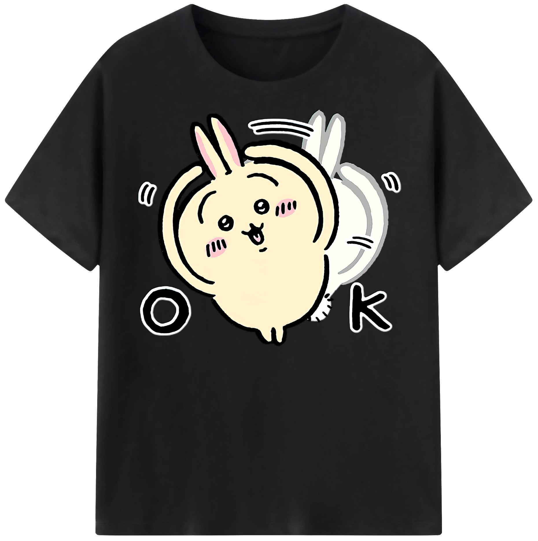 （画像用） ちいかわ うさぎ Chii-kawa usagi 綿100％半袖Tシャツ（フロントプリント）