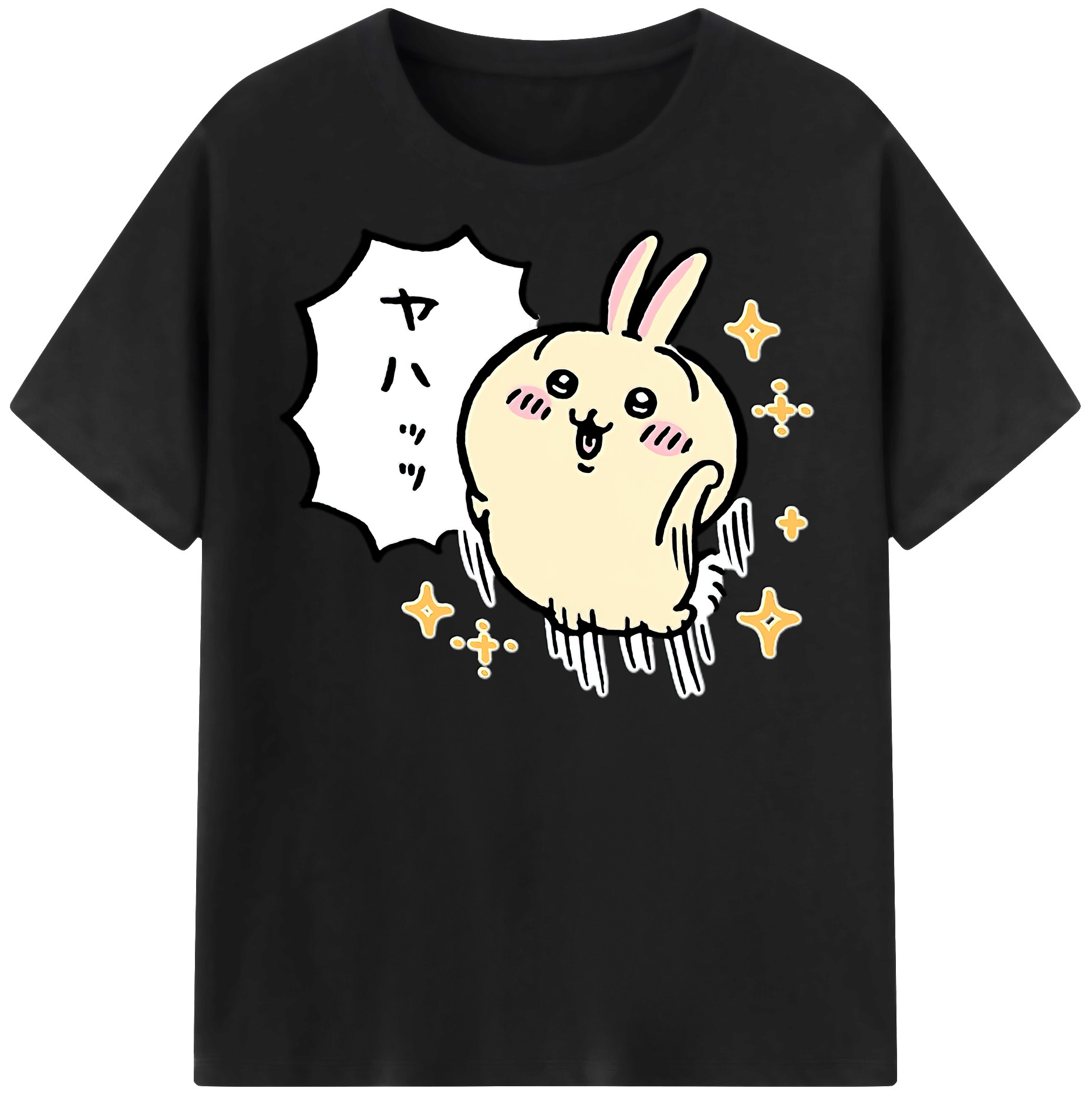 （画像用） ちいかわ うさぎ Chii-kawa usagi 綿100％半袖Tシャツ（フロントプリント）