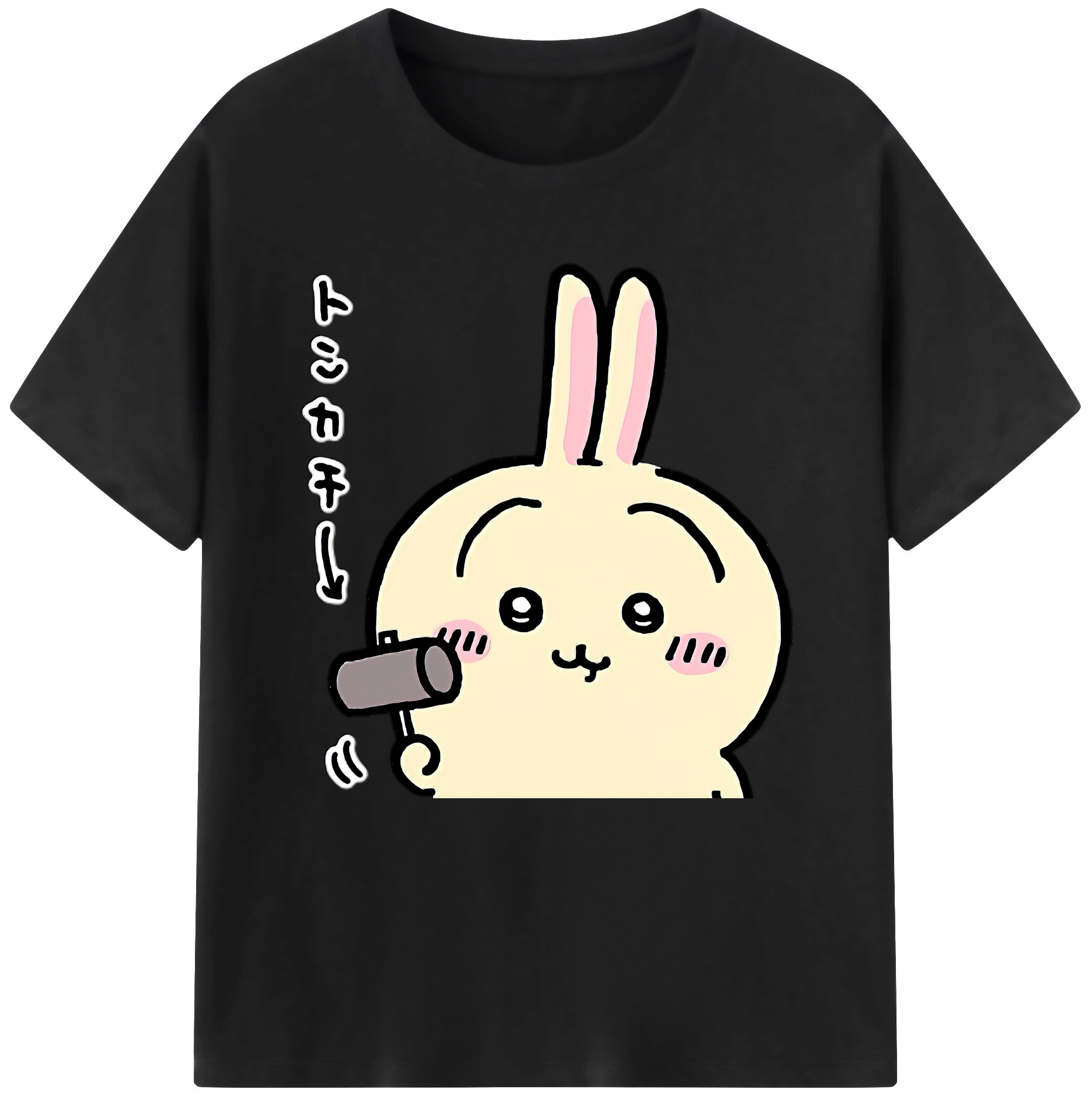 （画像用） ちいかわ うさぎ Chii-kawa usagi 綿100％半袖Tシャツ（フロントプリント）