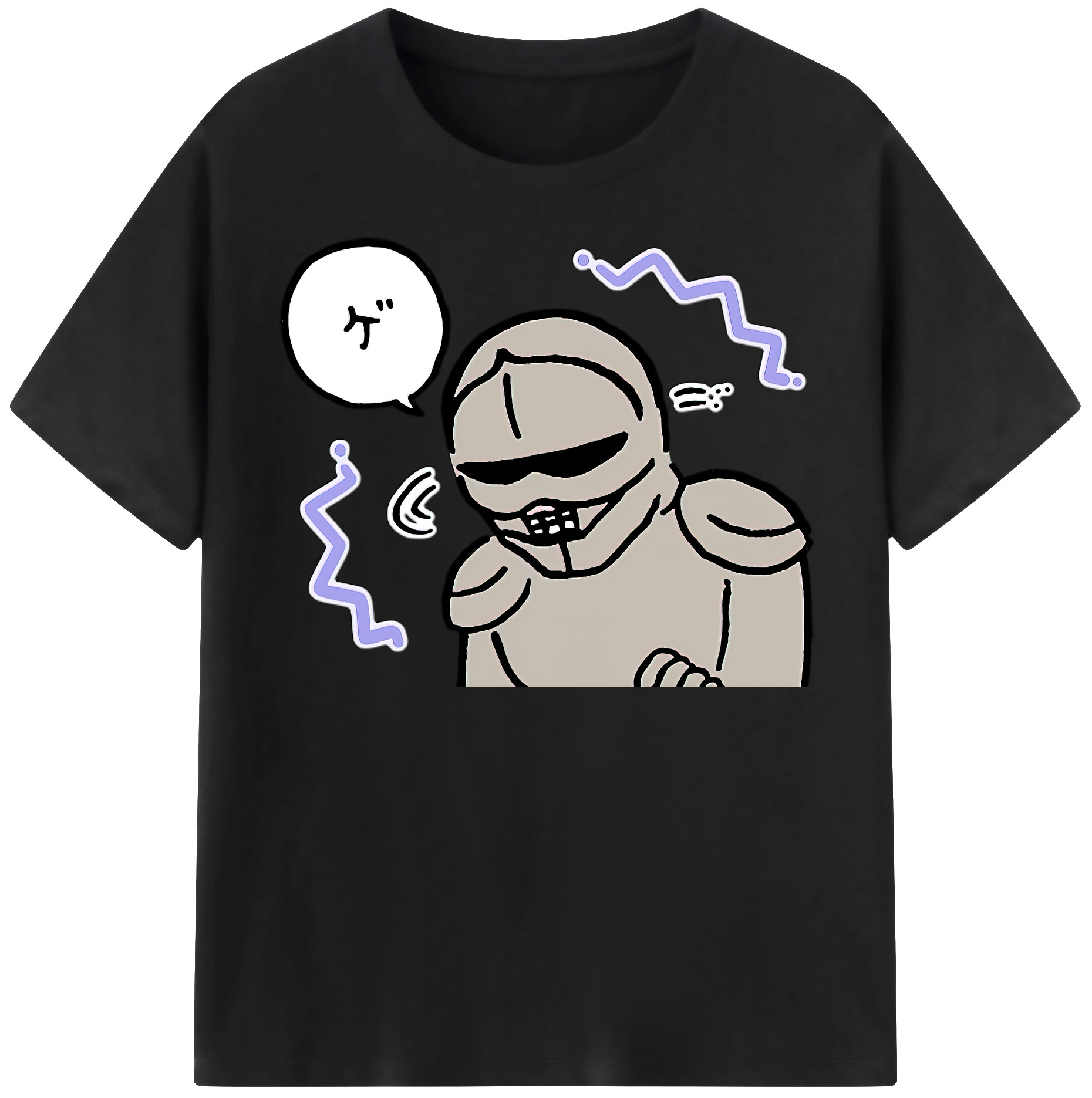 （画像用） ちいかわ 労働の鎧さん Chii-kawa Mr. Armor of Labor 綿100％半袖Tシャツ（フロントプリント）
