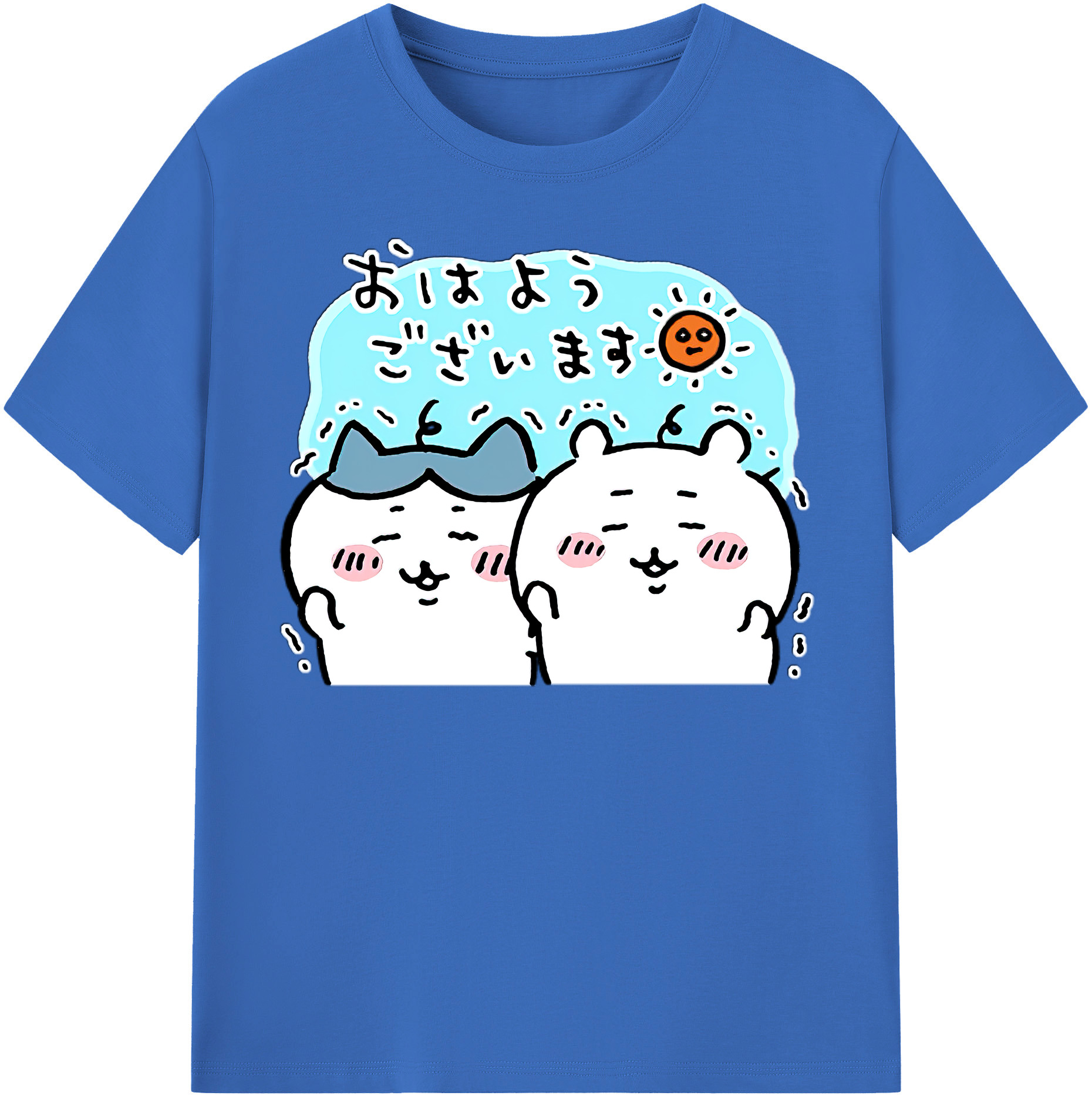 （画像用） ちいかわ ハチワレ Chii-kawa hachiware 綿100％半袖Tシャツ（フロントプリント）
