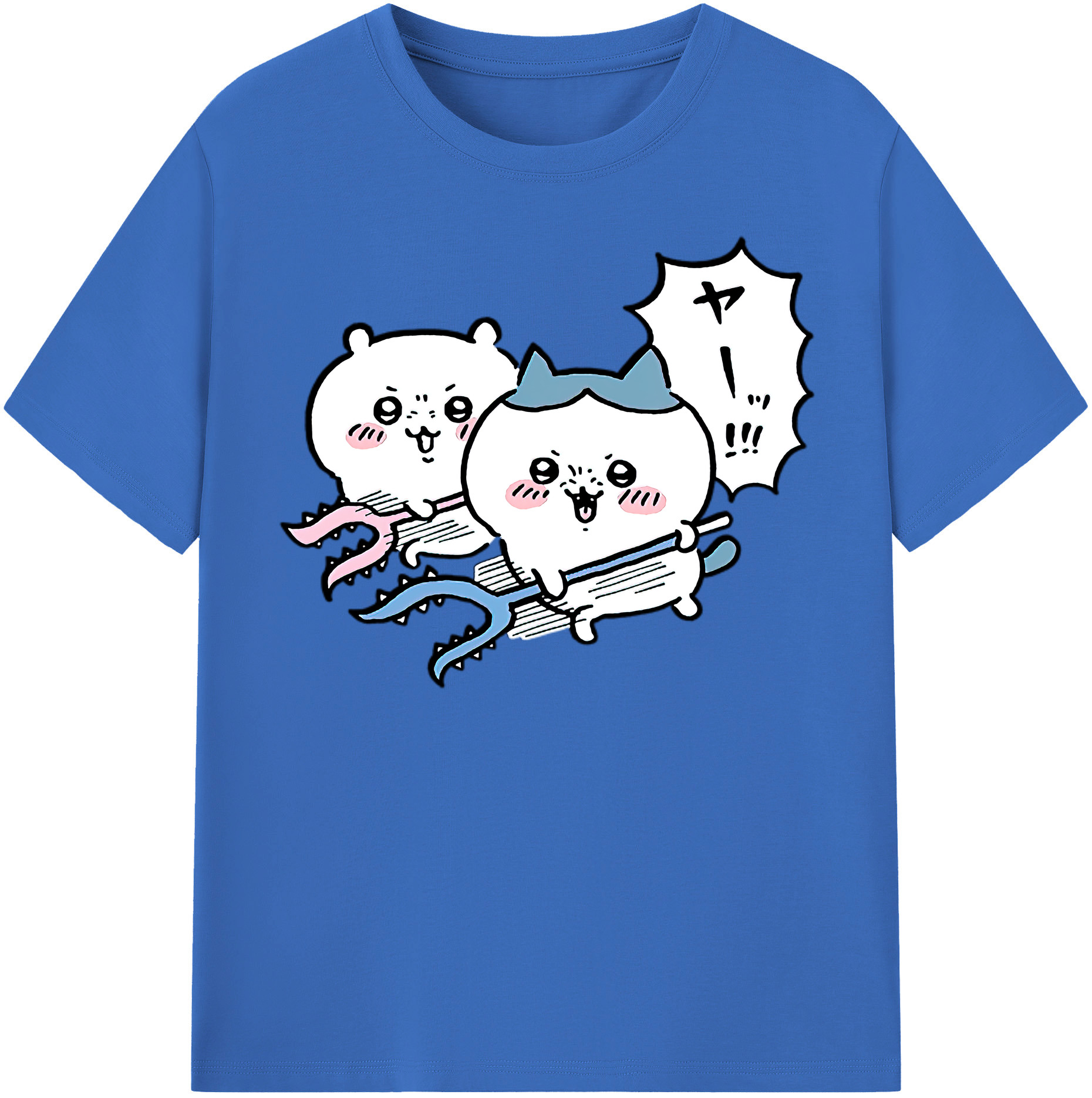 （画像用） ちいかわ ハチワレ Chii-kawa hachiware 綿100％半袖Tシャツ（フロントプリント）