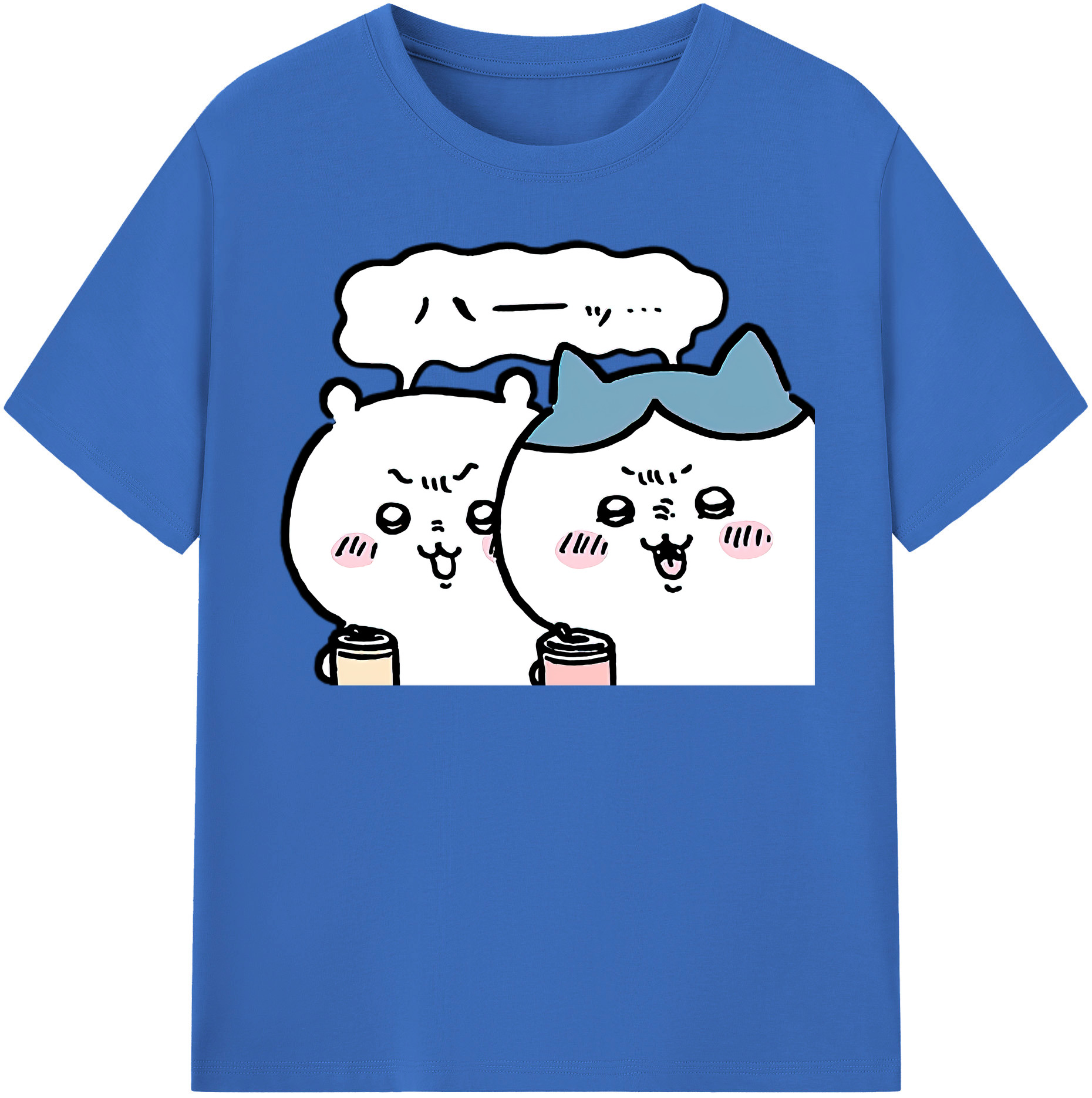 （画像用） ちいかわ ハチワレ Chii-kawa hachiware 綿100％半袖Tシャツ（フロントプリント）