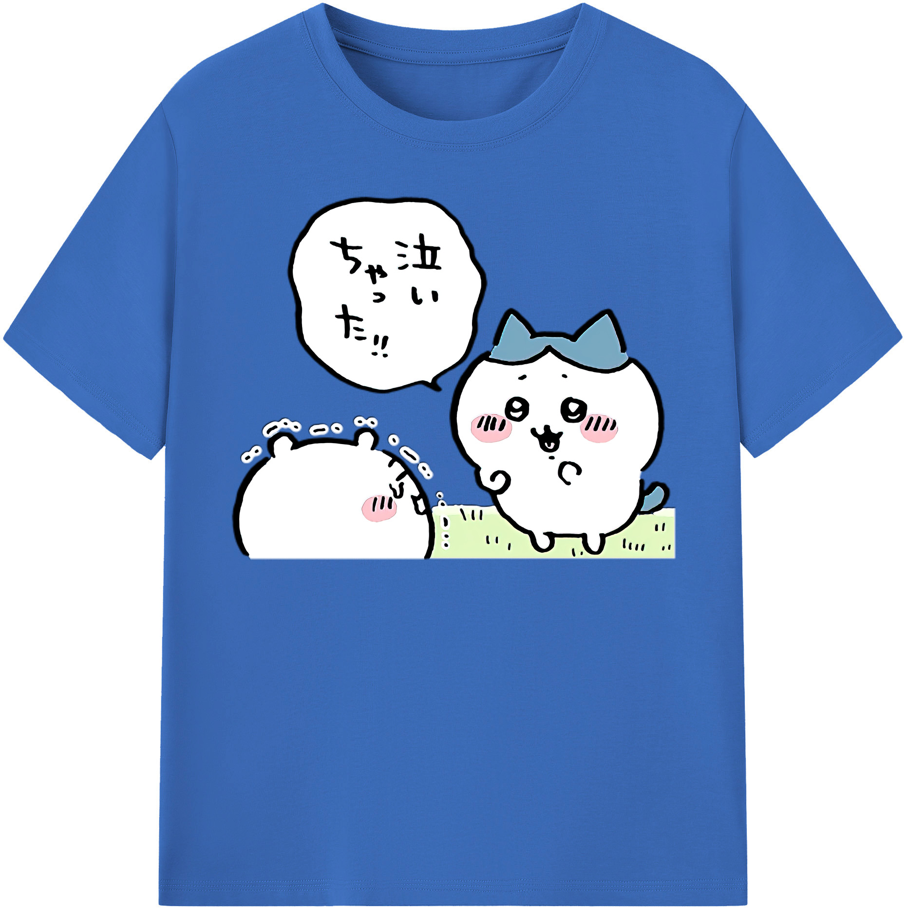 （画像用） ちいかわ ハチワレ Chii-kawa hachiware 綿100％半袖Tシャツ（フロントプリント）