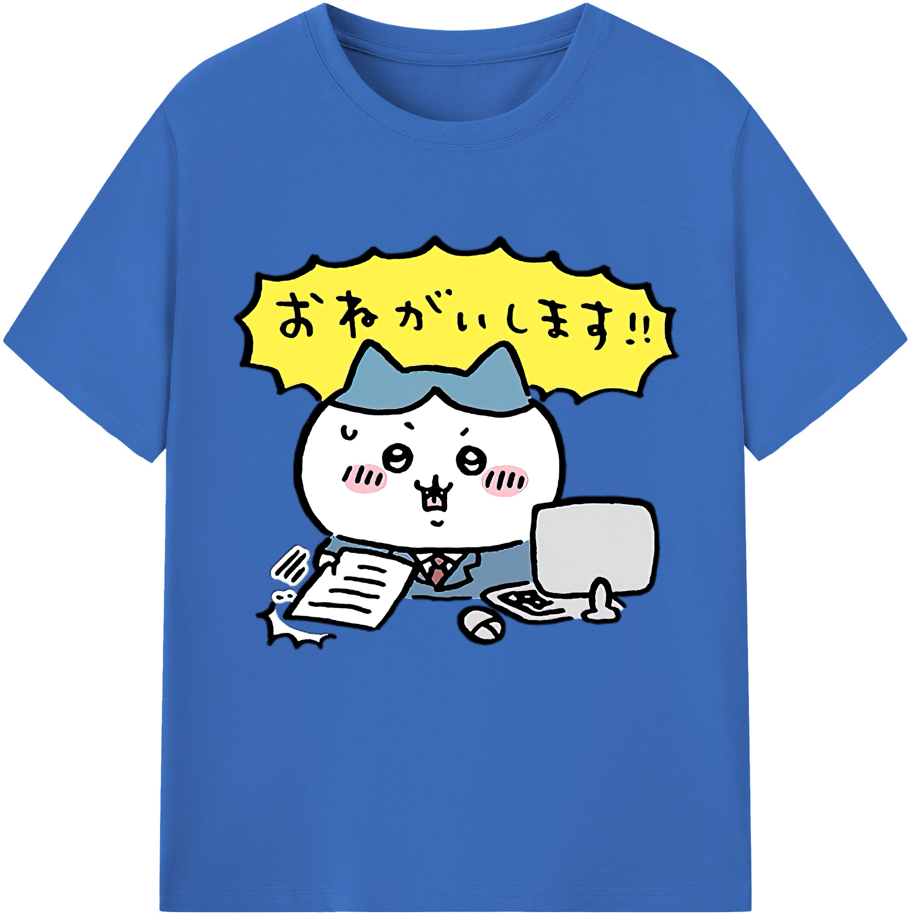 （画像用） ちいかわ ハチワレ Chii-kawa hachiware 綿100％半袖Tシャツ（フロントプリント）