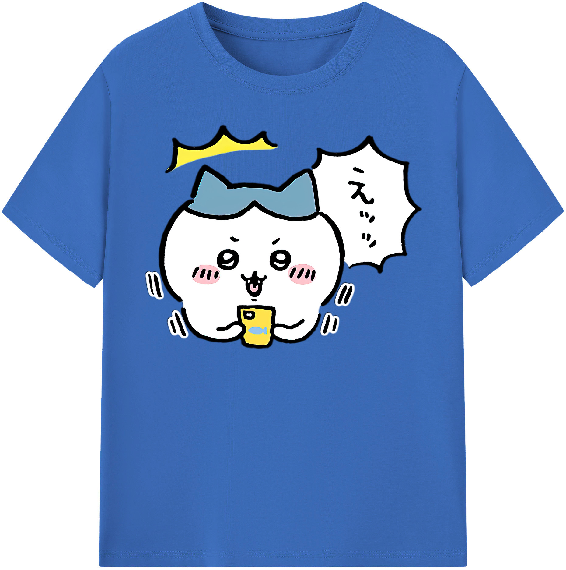 （画像用） ちいかわ ハチワレ Chii-kawa hachiware 綿100％半袖Tシャツ（フロントプリント）